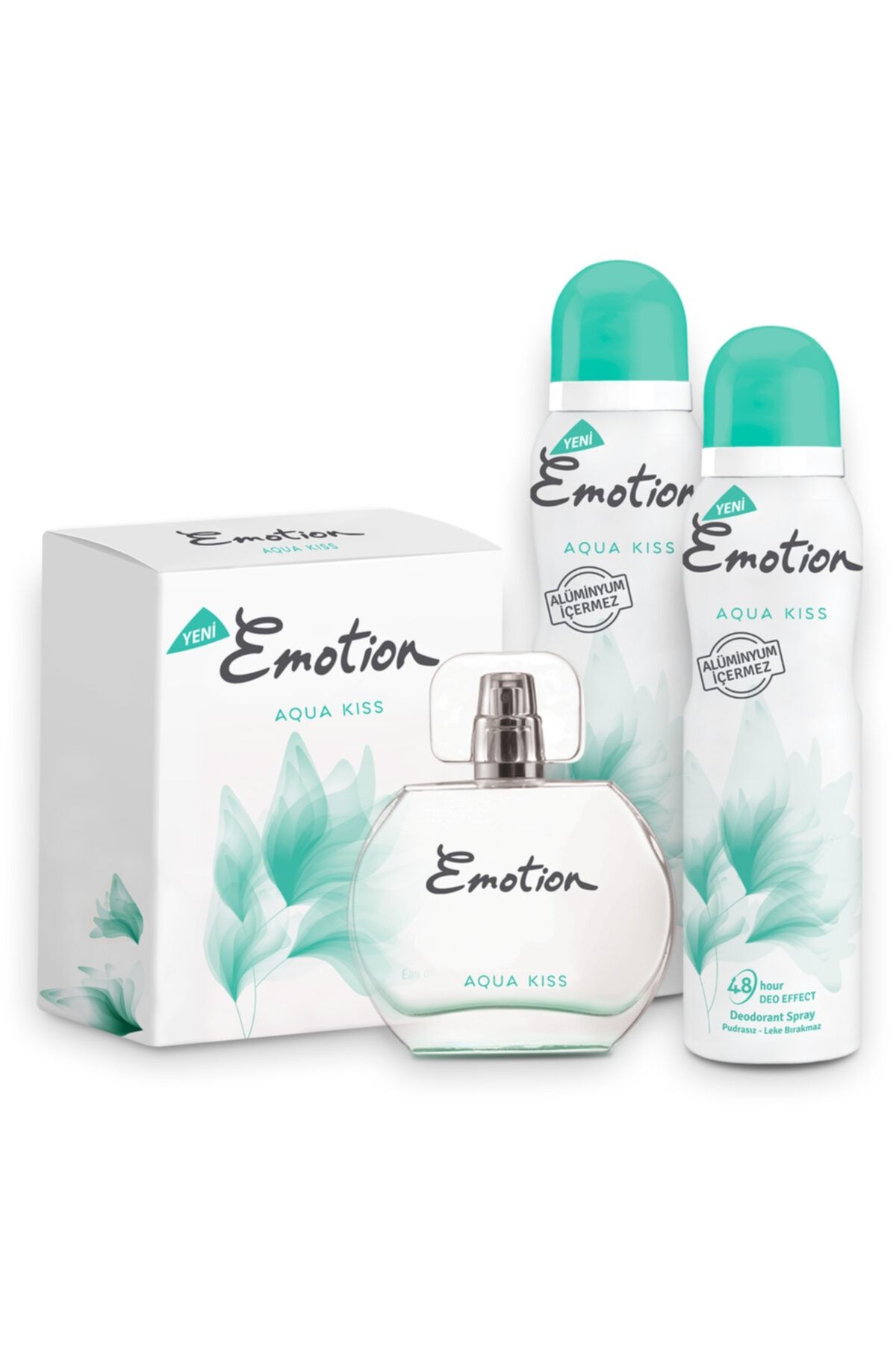 Emotion Aqua Kiss Edt 50 ml Kadın Parfüm + 2x150 ml Deodorant Set 1742751043393