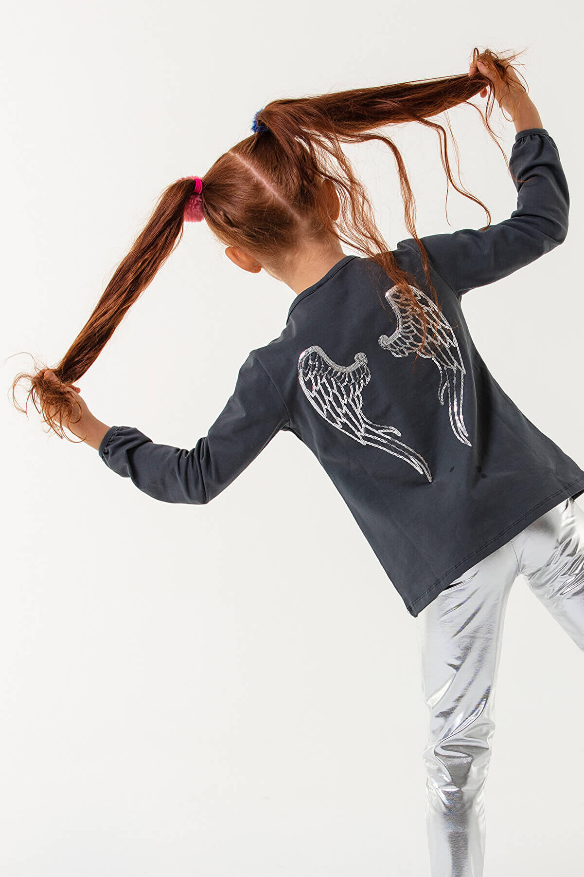 Colorinas Melek Payet Işlemeli Uzun Kollu Penye Kız Çocuk Tişört