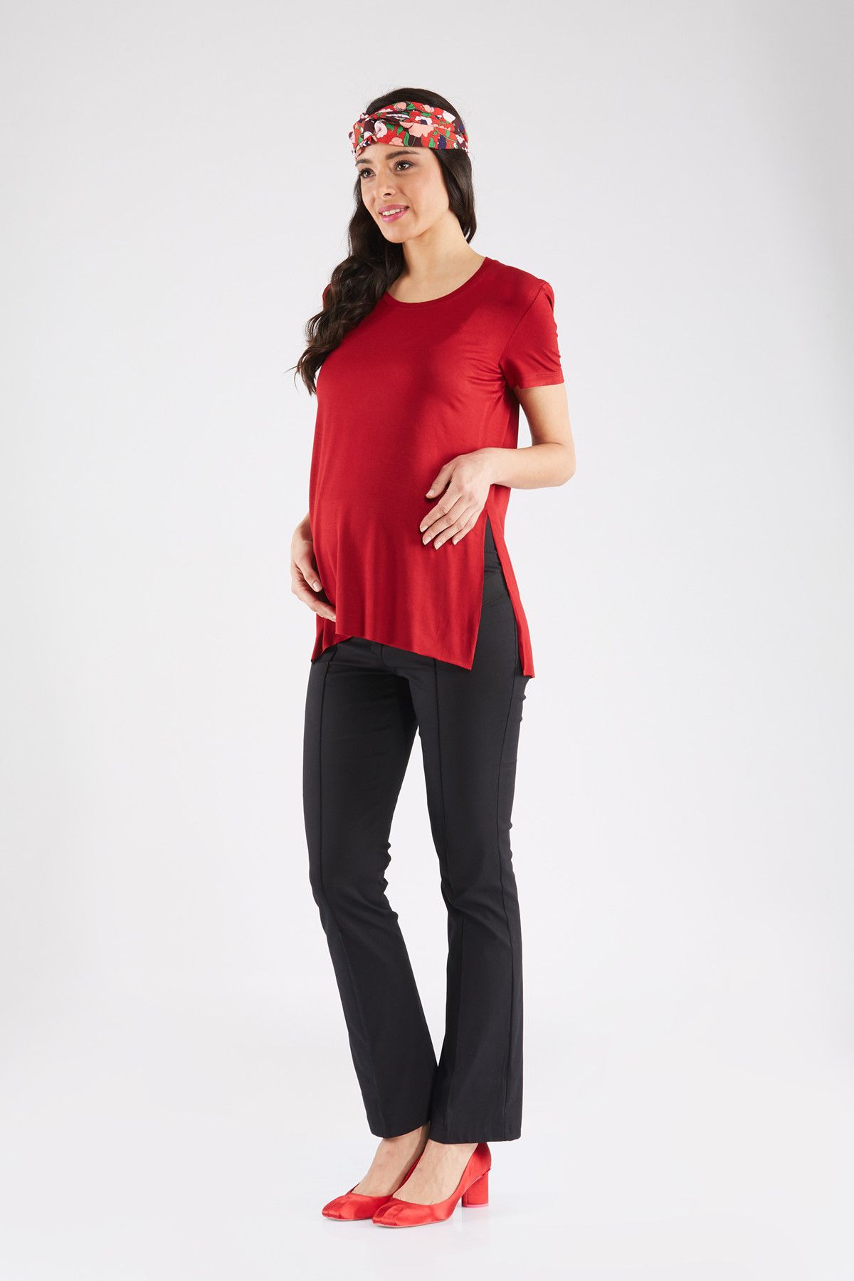 Lyn Mama Kırmızı Hamile Mary T-Shirt M1595