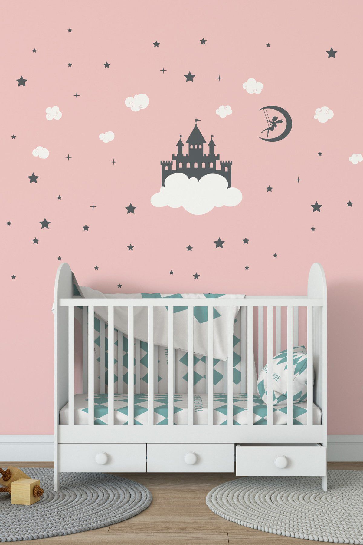Bebek Center Perili Şato Yıldızlı Çocuk Odası Sticker /