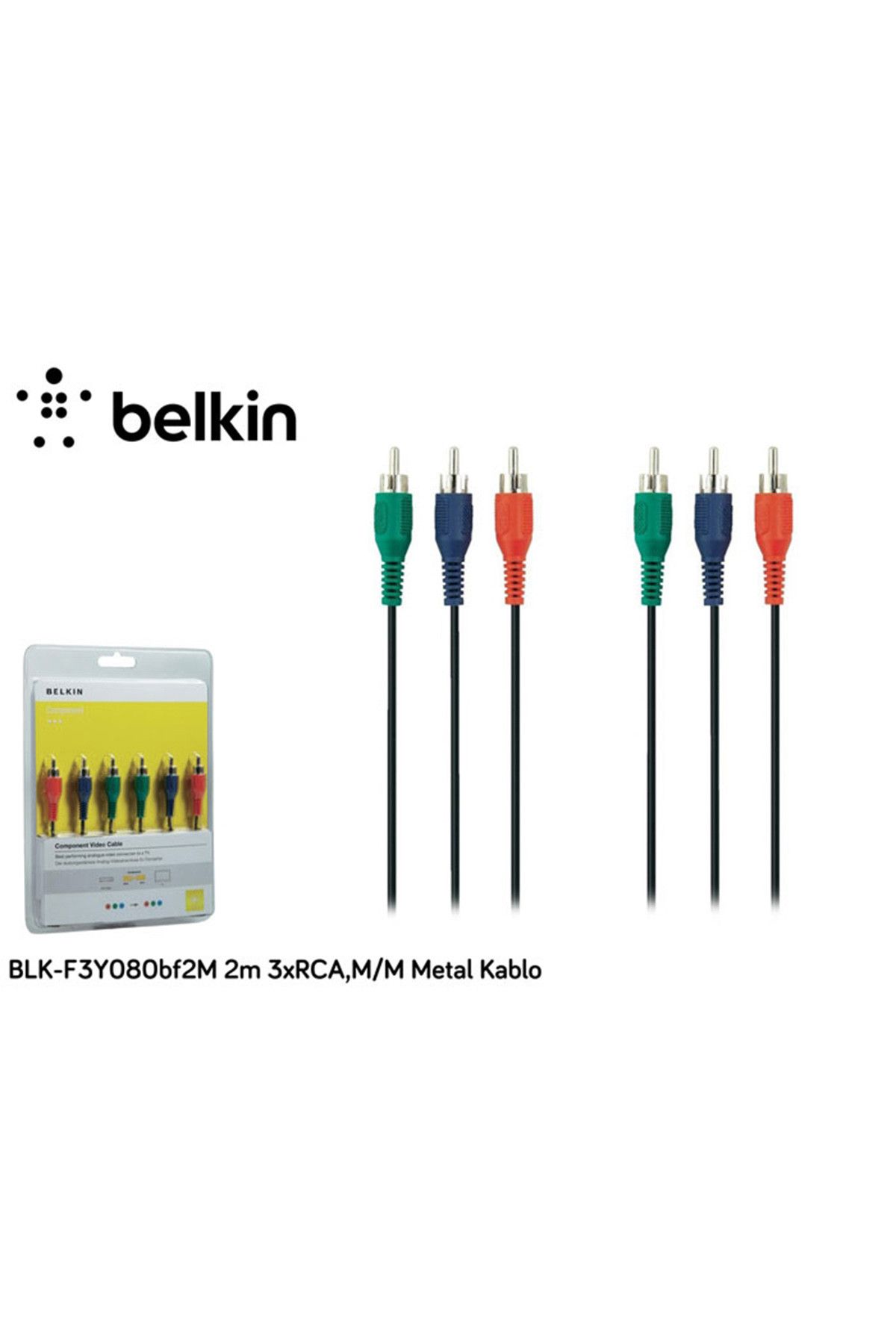 Belkin 2m 3xRCA,M/M Video Kablosu Metal f3y080bf2m
