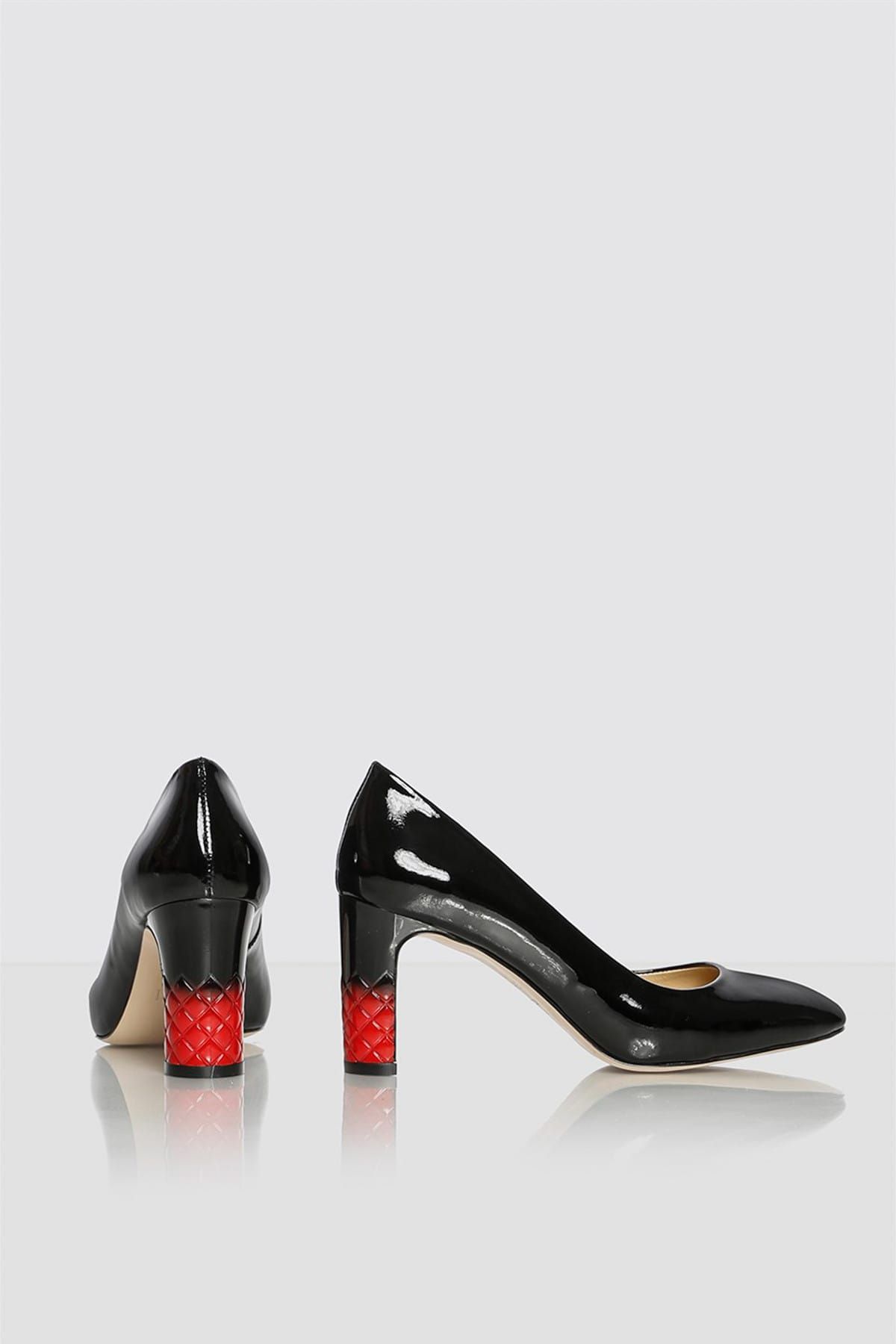 İlvi Kadın Michel Topuklu Ayakkabı Siyah Rugan Michel-3230-19.1008