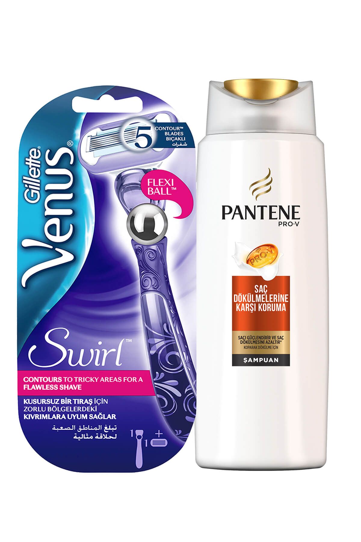 Pantene Saç Dökülmelerine Karşı Şampuan + Gillette Venüs Swirl Kadın Tıraş Makinesi Yedekli