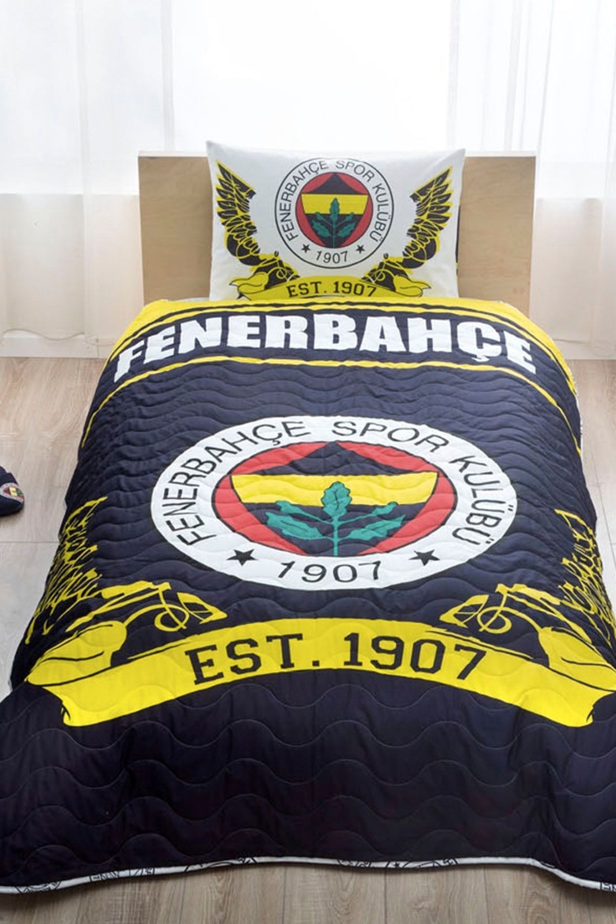 Taç Tek Kişilik Lisanslı CPP Yatak Örtüsü Seti-Fenerbahçe Logo