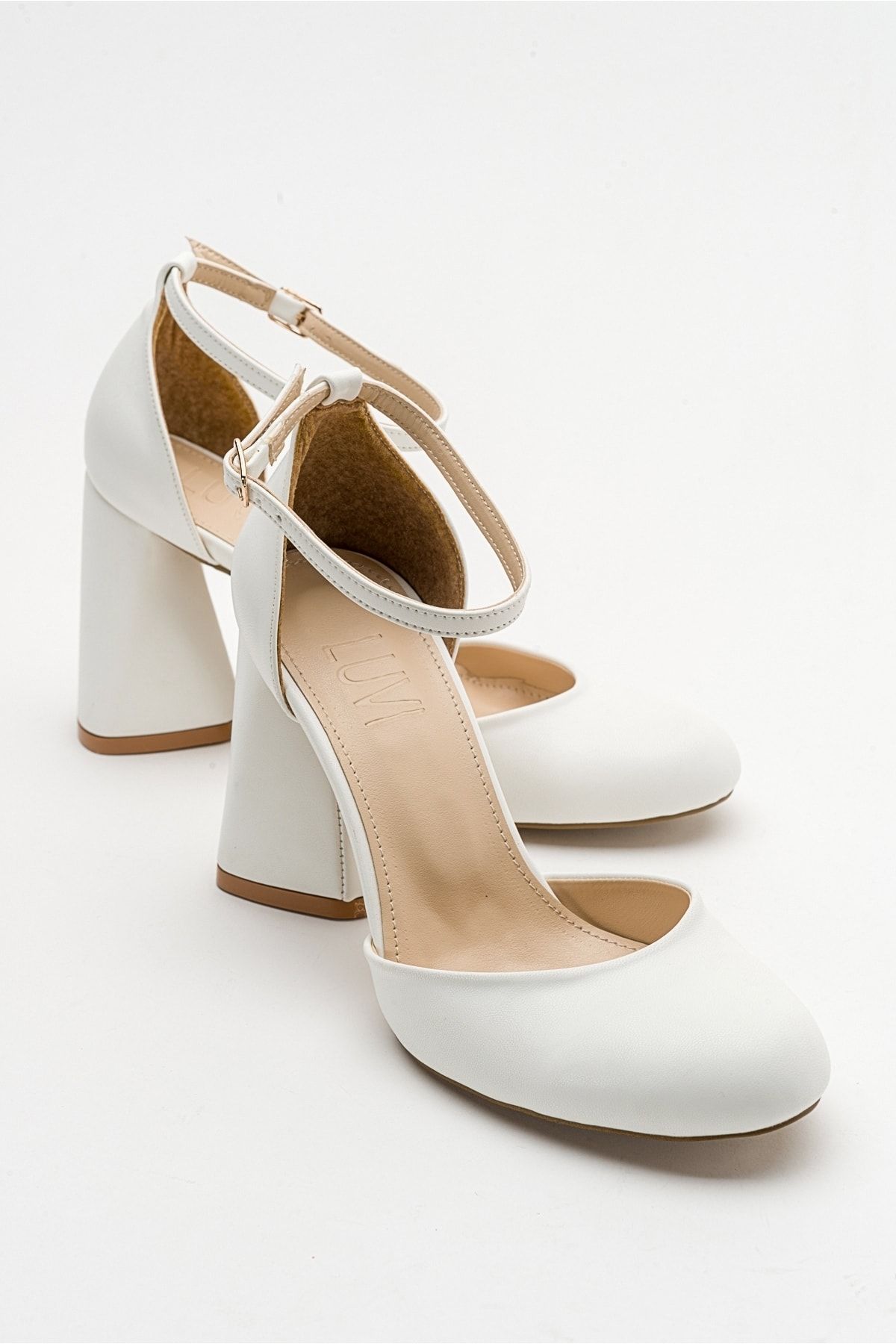 luvishoes Oslo Beyaz Cilt Kadın Topuklu Ayakkabı