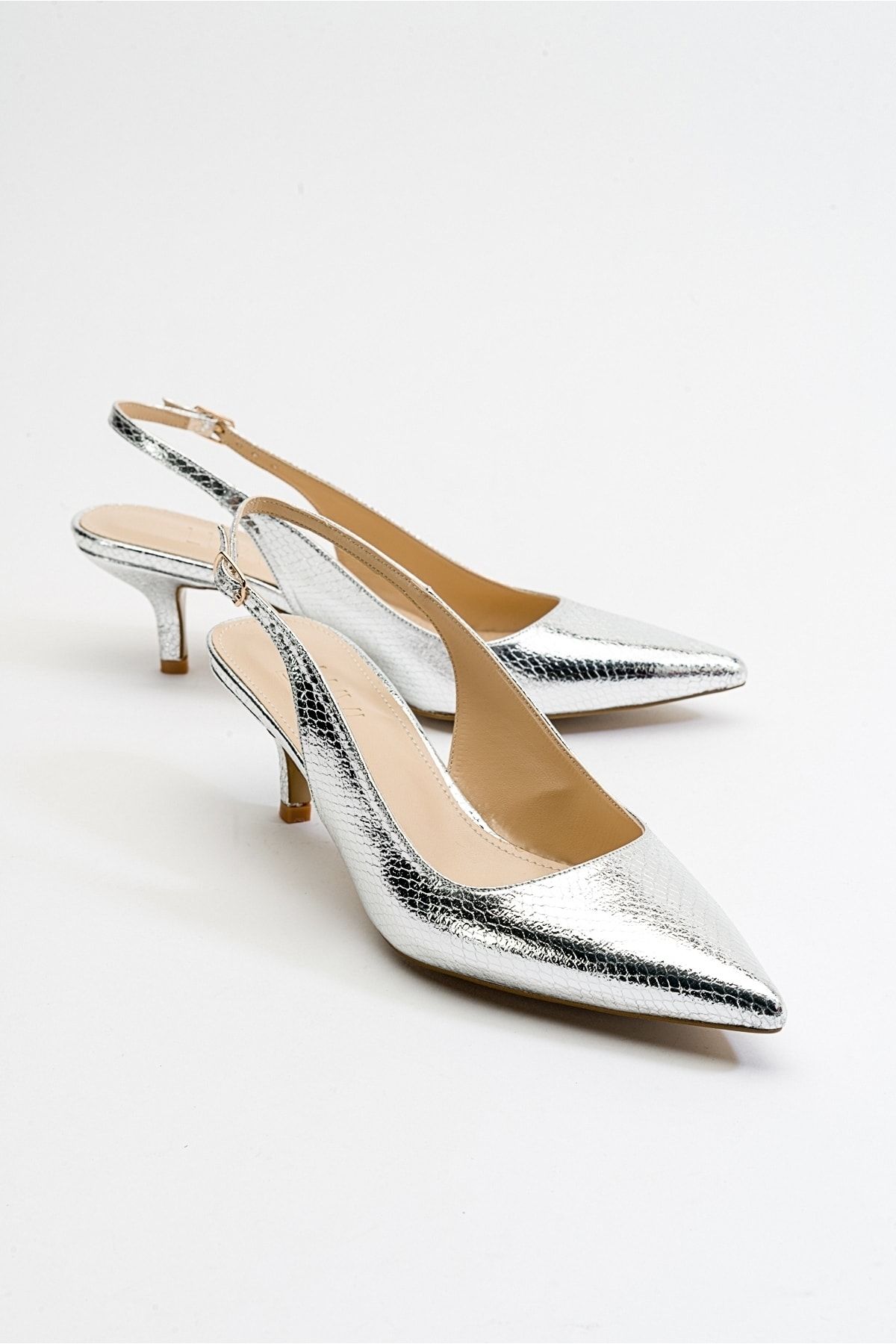 luvishoes Value Gümüş Desenli Kadın Topuklu Ayakkabı