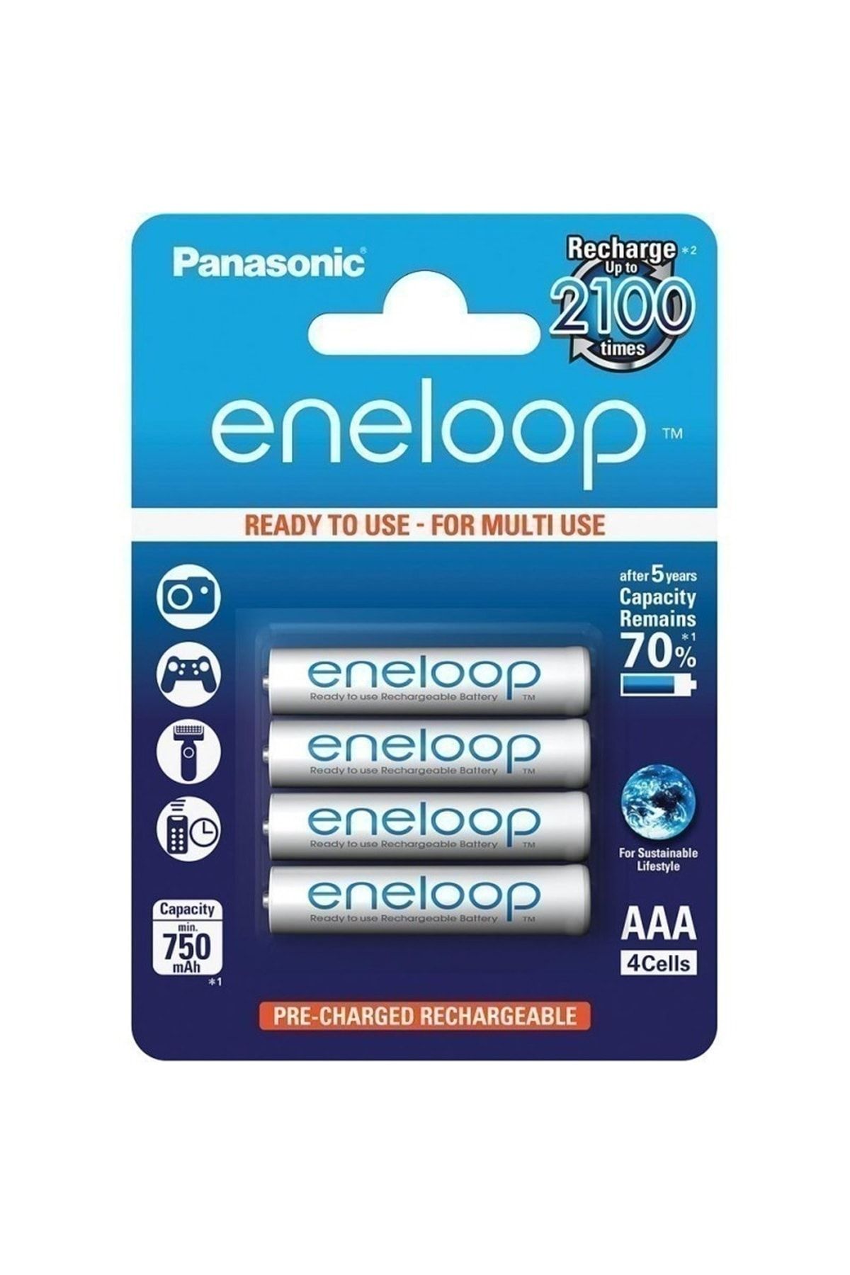 Panasonic Eneloop Bk-4mcce/4be Ince Kalem Pil 1,2 Volt 750 Mah 4'lü