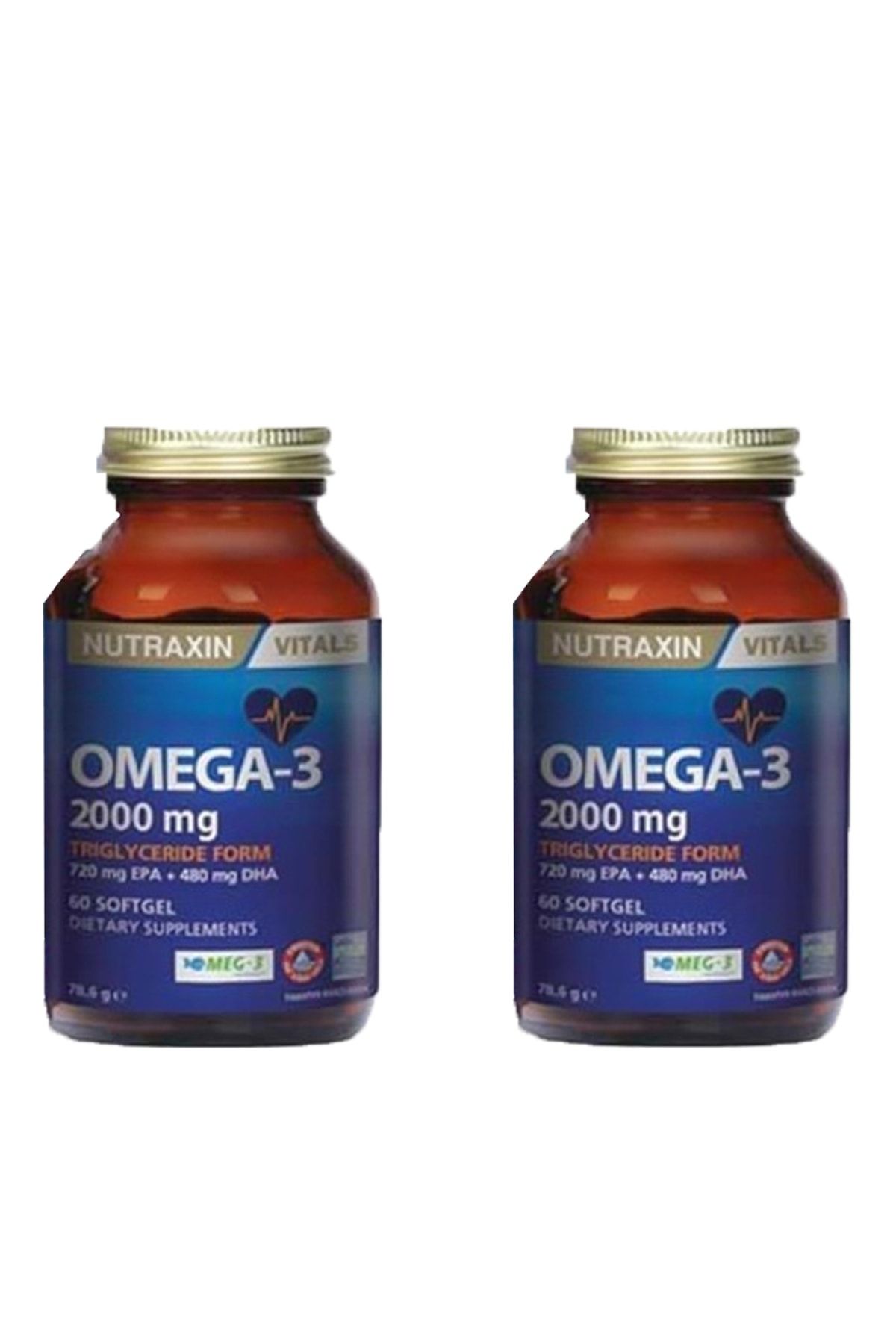 Nutraxin Omega 3 Balık Yağı 2000 Mg 60 Softgel X2