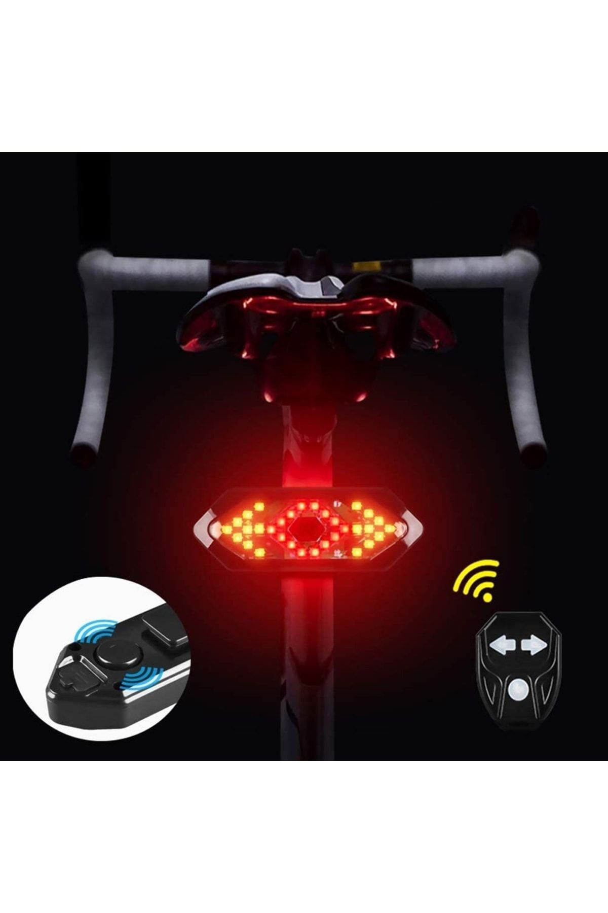 Pallero 5 Modlu Su Geçirmez Usb Led Şarjlı Sinyal Kablosuz Kumandalı Bisiklet - Scooter Arka Işık