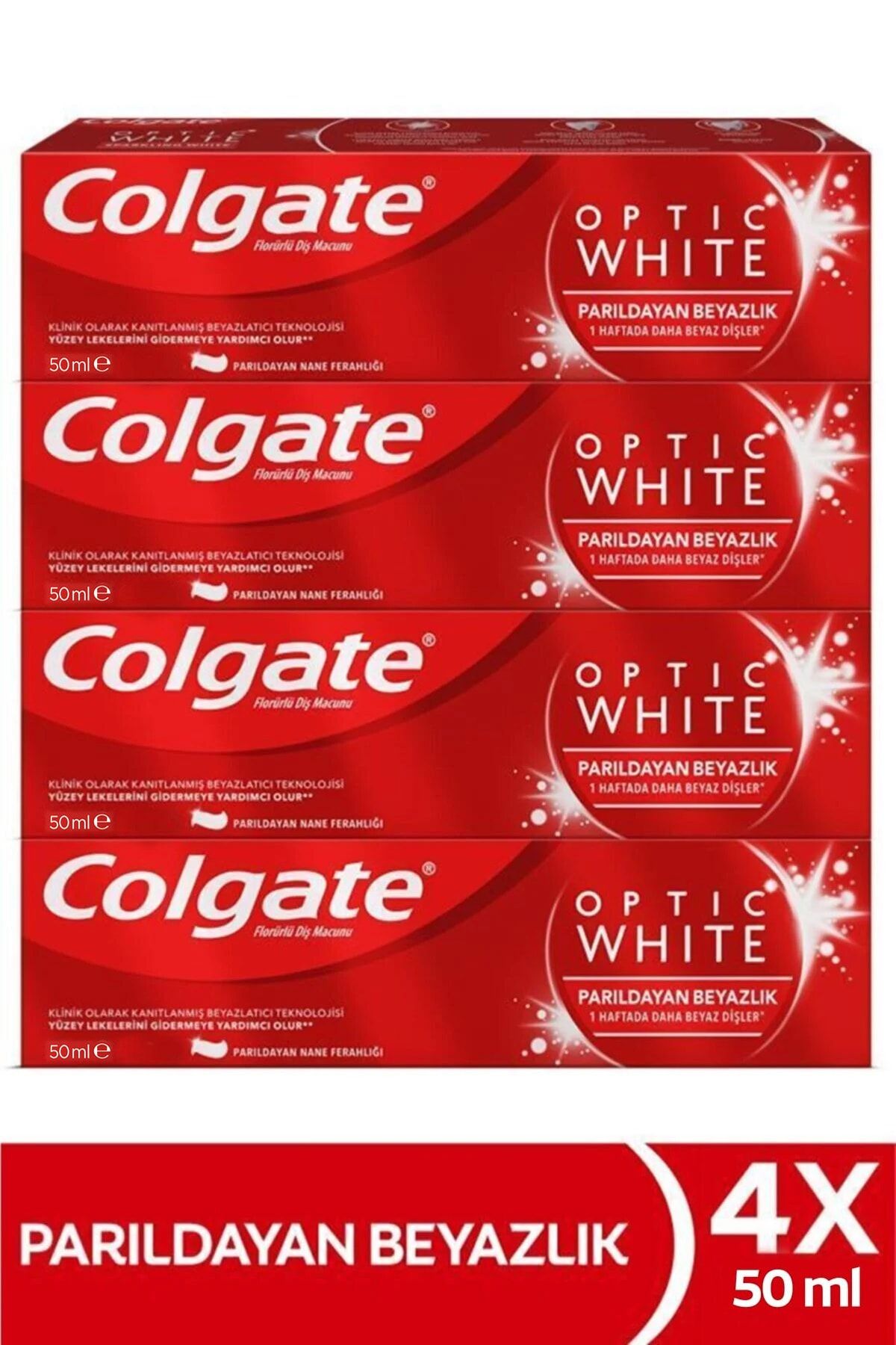 Colgate Optic White Parıldayan Beyazlık Beyazlatıcı Diş Macunu 4 X 50 Ml