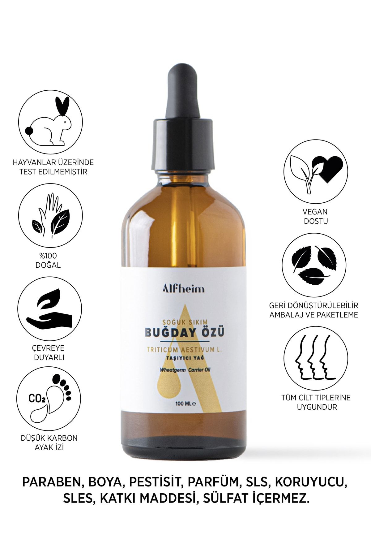 Alfheim Buğday Özü Taşıyıcı Sabit Yağı Buğday Yağı Aromaterapi Taşıyıcı Yağ 100 ml