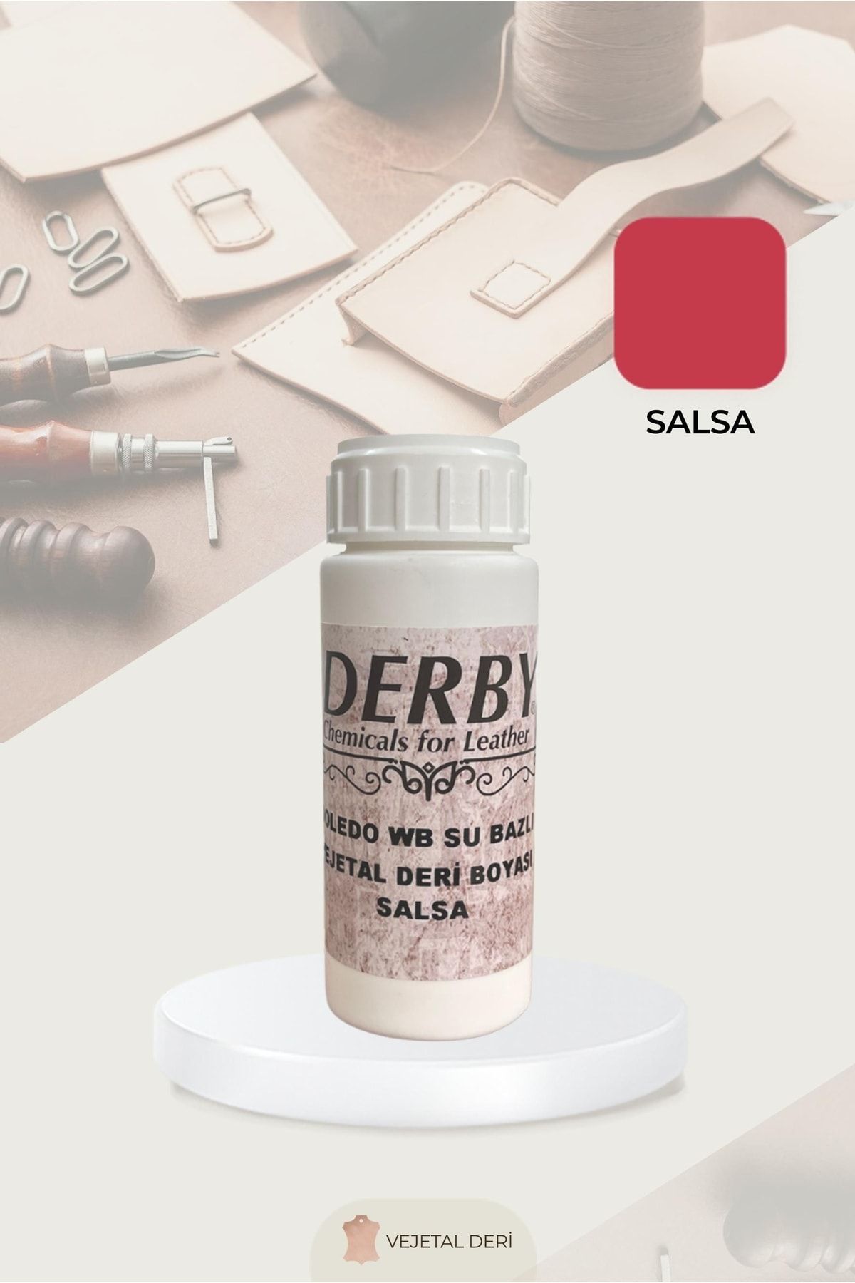 Derby Doledo Su Bazlı Vejetal Deri Boyası 100 Gr, Vejetal Vaketa Boyası, Deri Sanatları