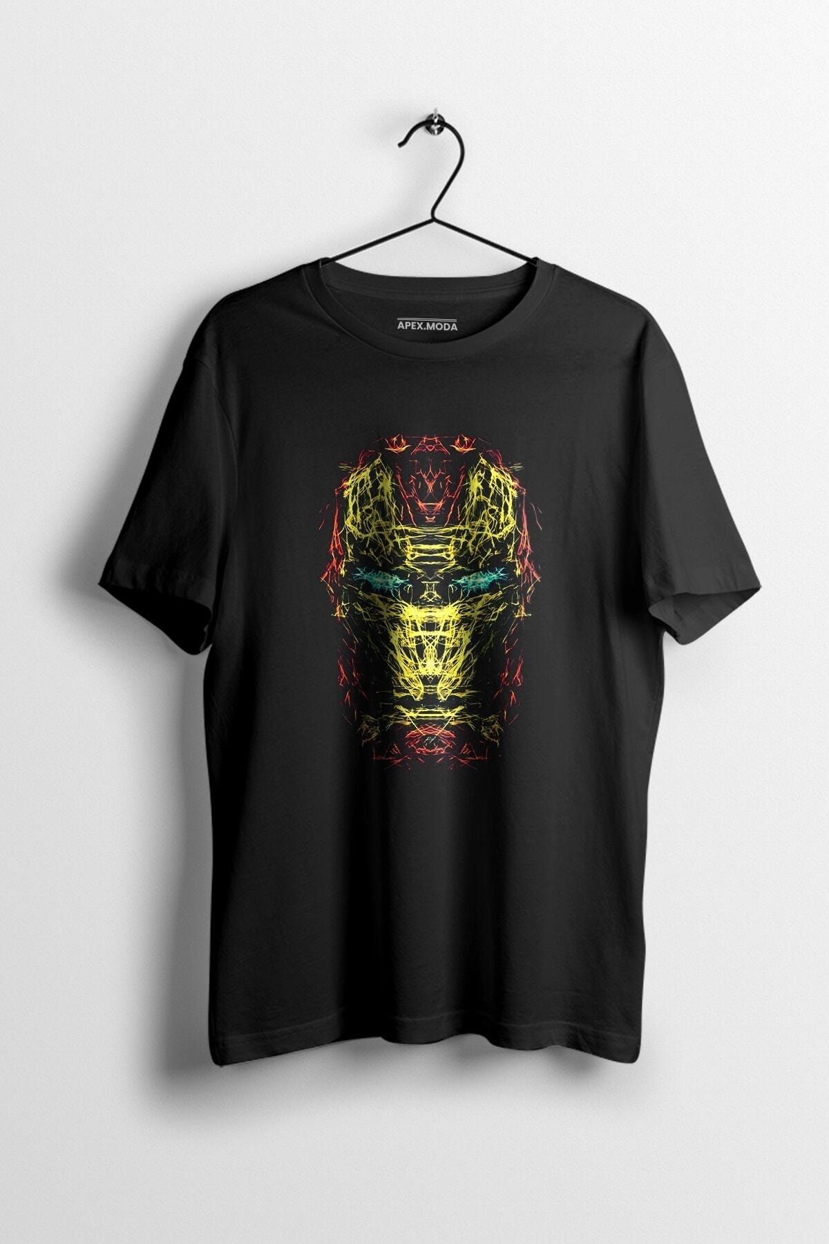WePOD Ironman Art Baskılı Tişört Baskılı Siyah Kısa Kollu Unisex Tişört