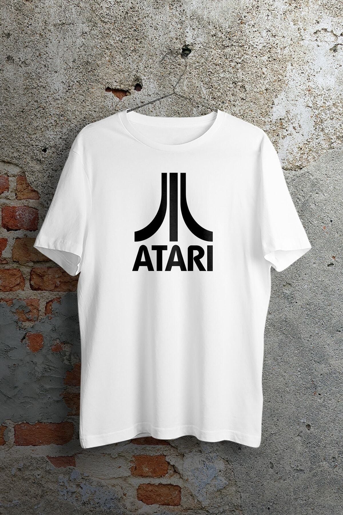 WePOD Atari Logo Baskılı Beyaz Kısa Kollu Unisex Tişört