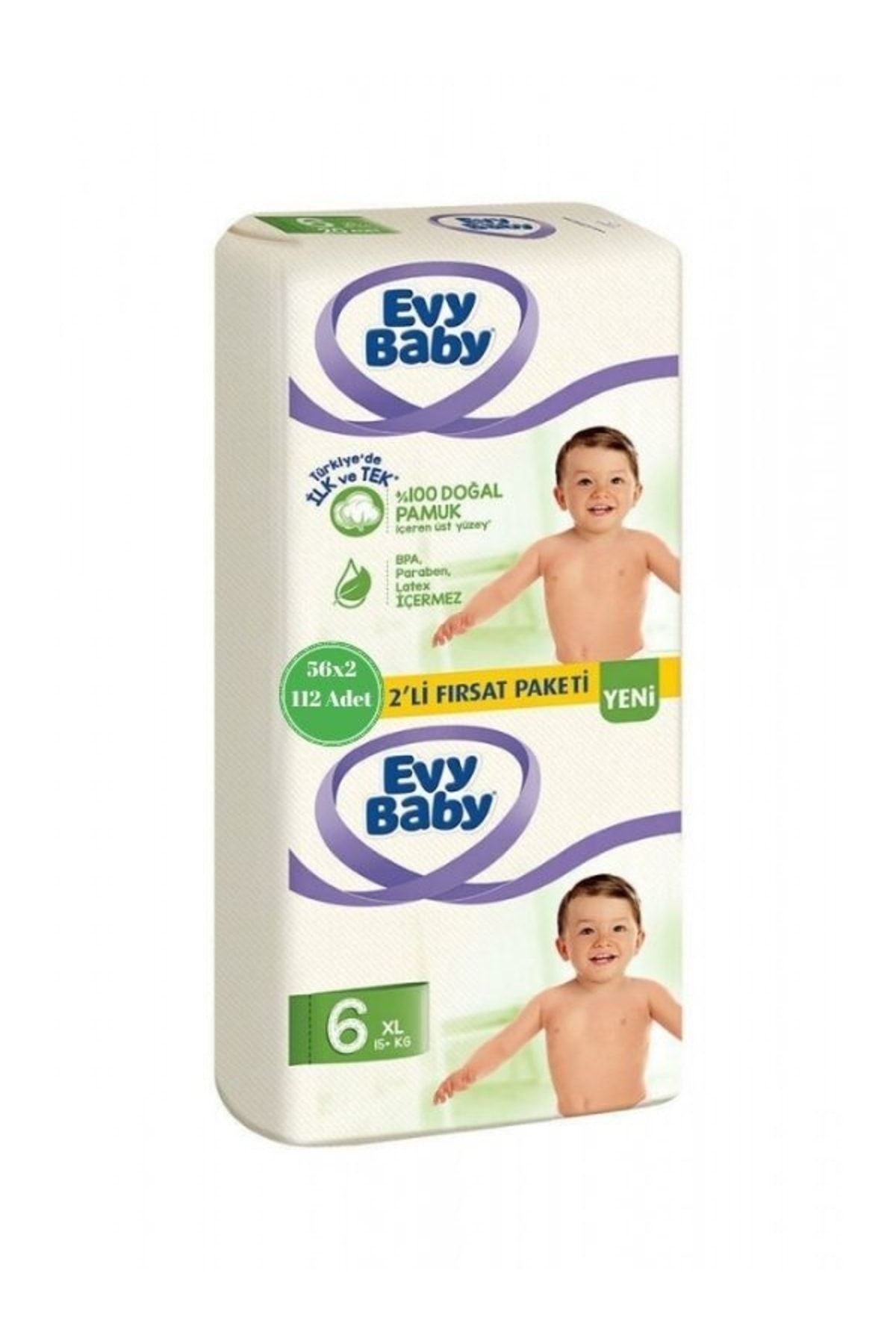 Evy Baby Bebek Bezi 6 Beden Xl 2'li Fırsat Paketi (56x2) 112 Adet Yeni