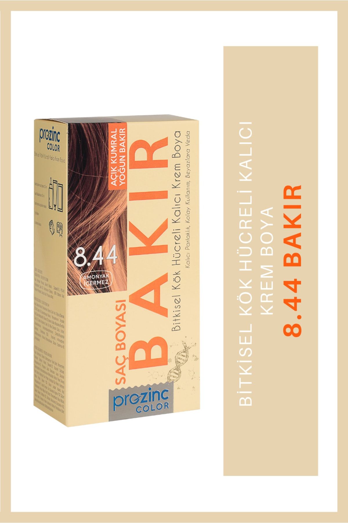 Prozinc Color 8.44 Bakır - Amonyaksız Bitkisel Kalıcı Saç Boyası