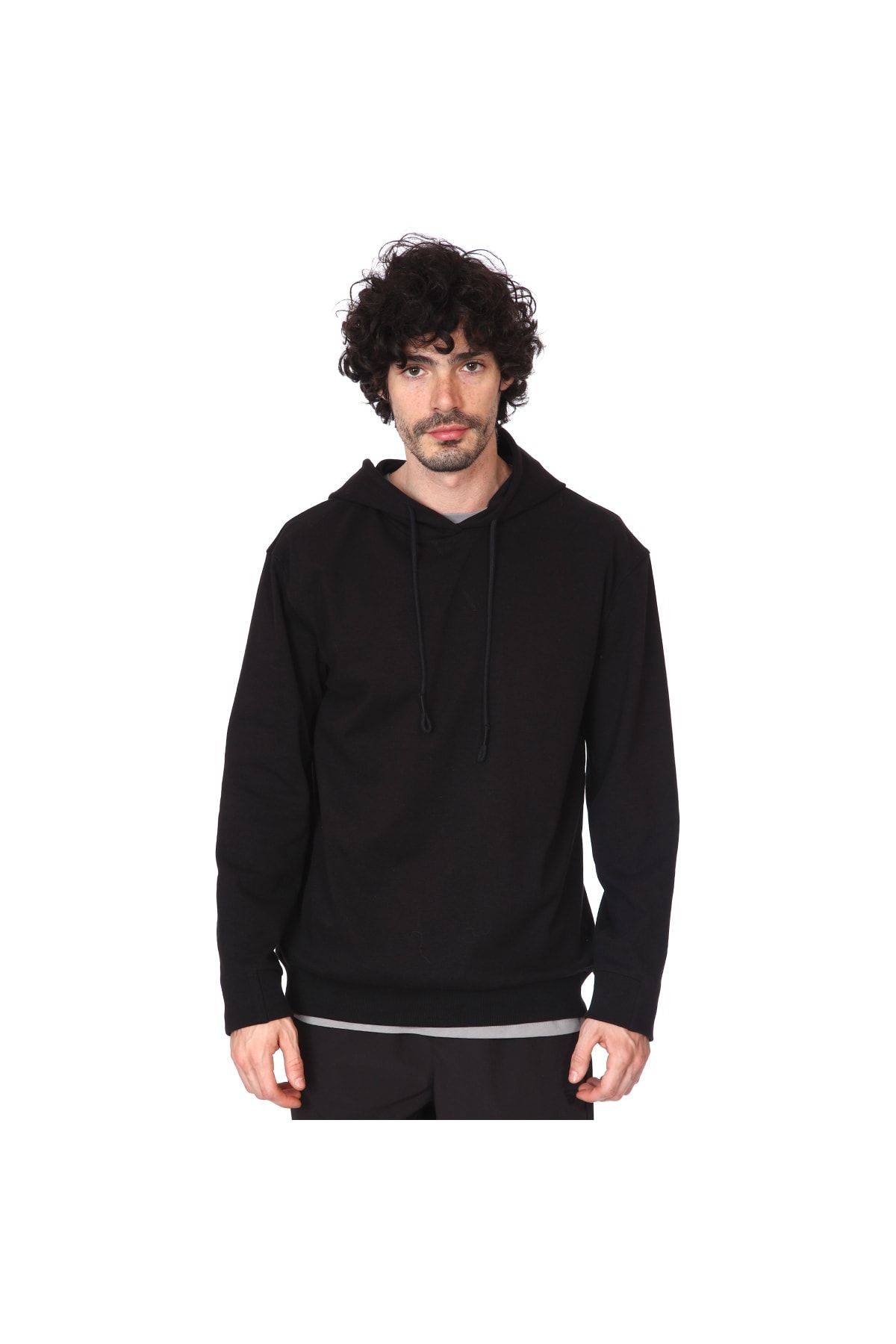 Sportive Oversize Hoodie Erkek Siyah Günlük Stil Sweatshirt 22yetl13d02-syh