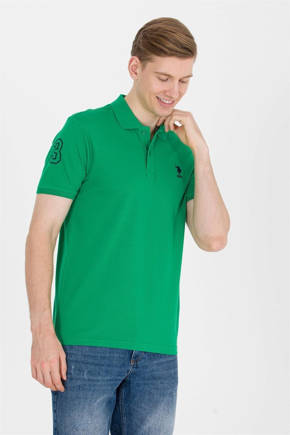 U.S. Polo Assn. Erkek Polo Yaka Yeşil T-shirt Basic