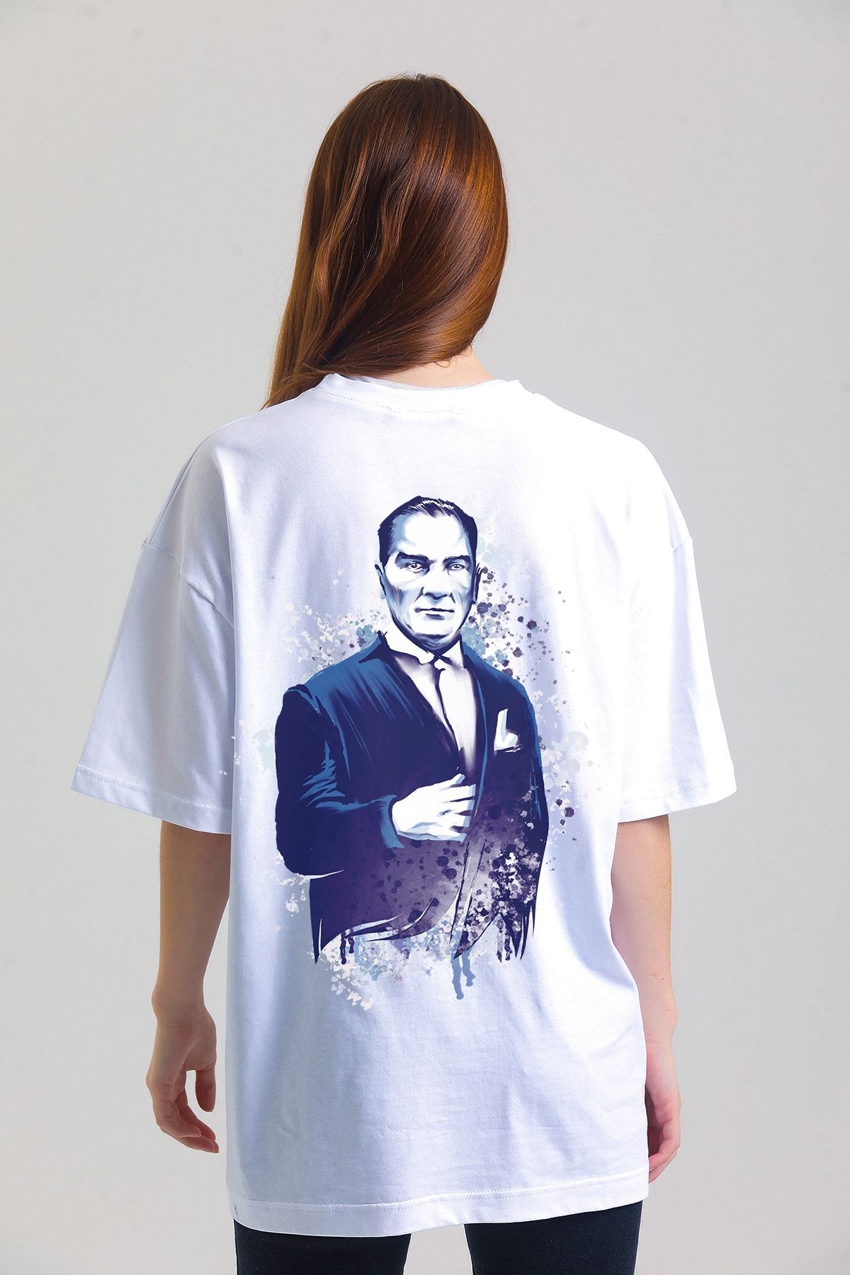 Welly Jones Unisex Oversize Pamuklu Atatürk Dijital Sırt Baskılı T-shirt