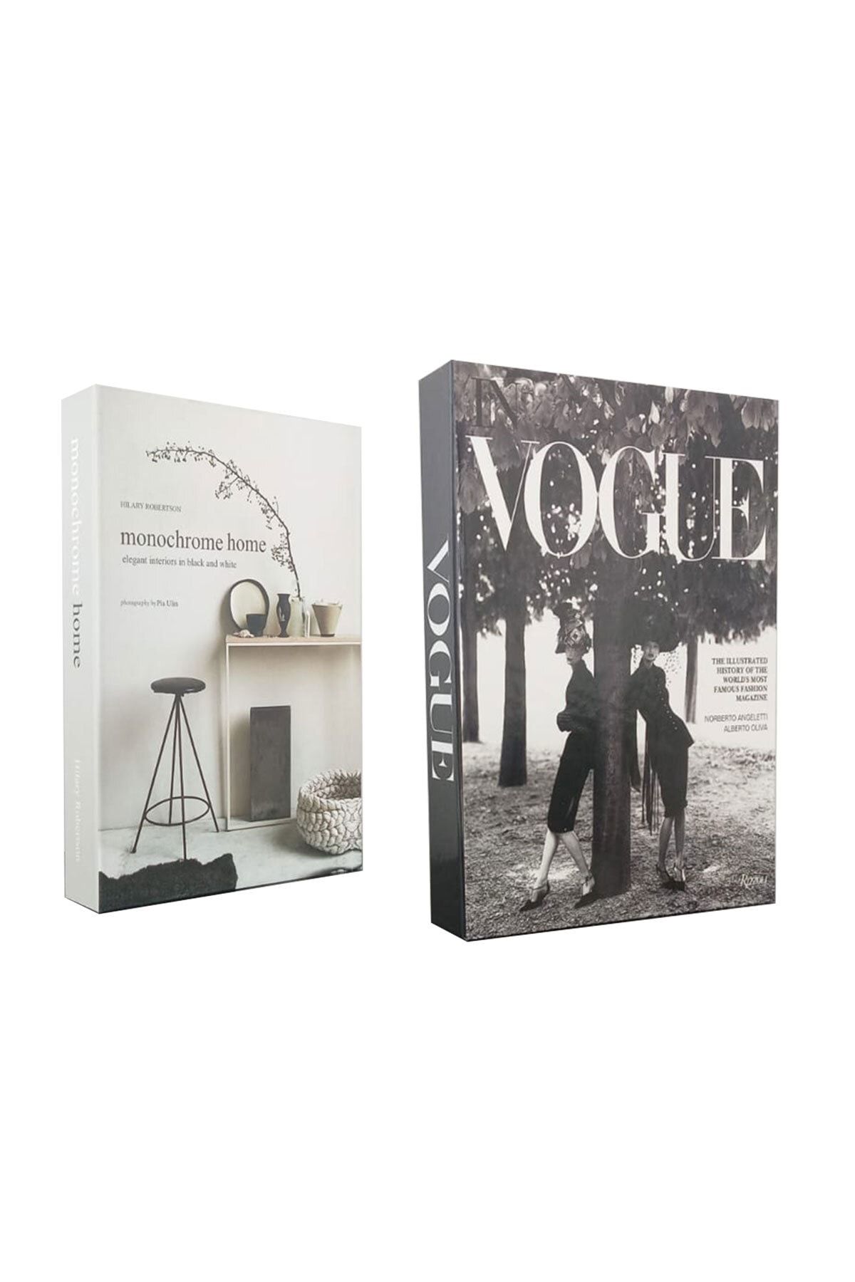 BayCazip 2'li Dekoratif Kitap Görünümlü Kutu Monochrome Home & Vogue Ikı Kadın Temalı