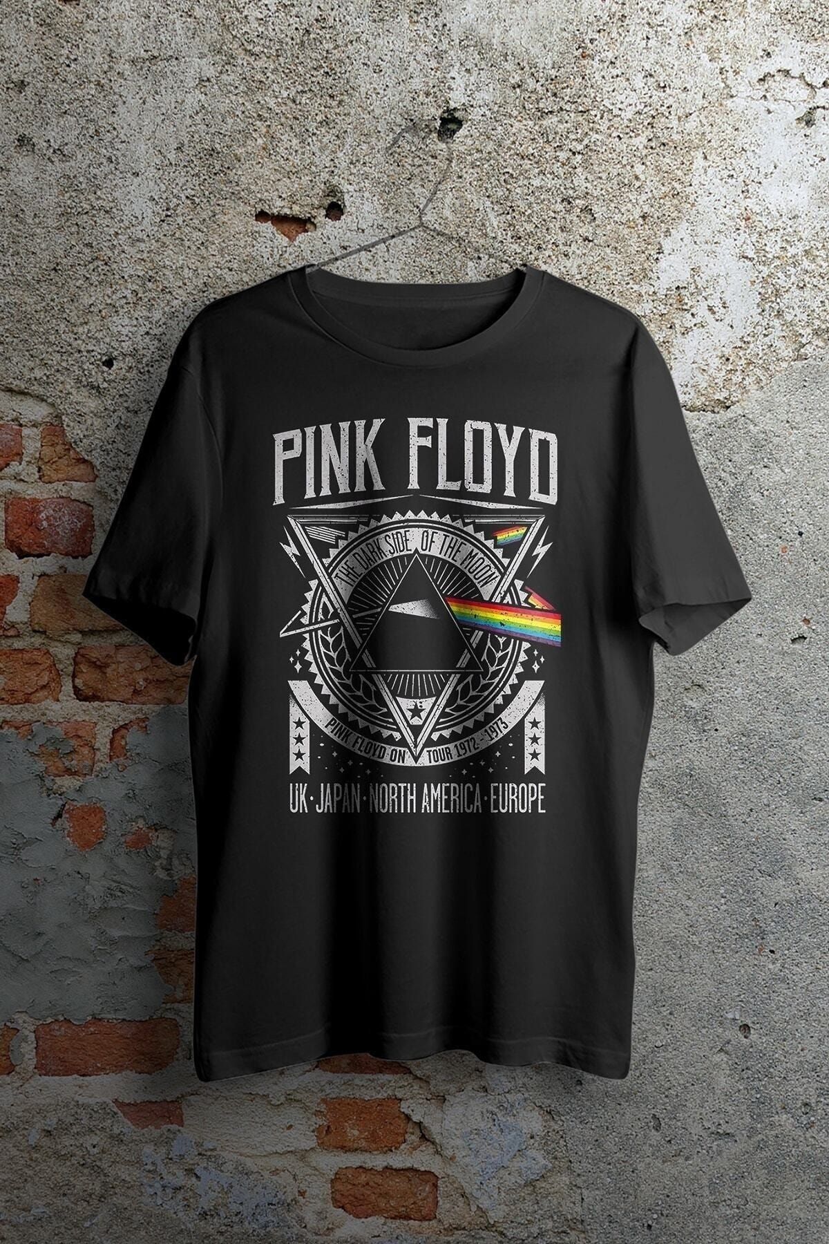 WePOD Pink Floyd Dark Side Europe Unisex Baskılı Tshirt Baskılı Siyah Kısa Kollu Unisex Tişört