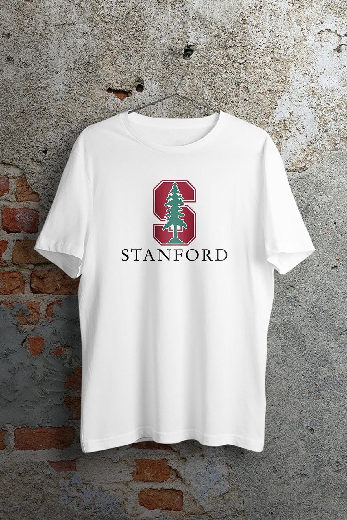 WePOD Stanford University Logo Baskılı Beyaz Kısa Kollu Unisex Tişört