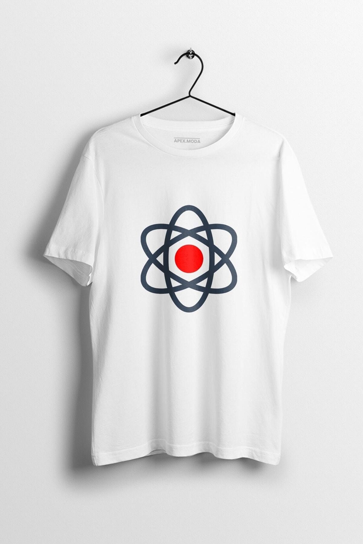 WePOD Atom Baskılı Tişört Baskılı Beyaz Kısa Kollu Unisex Tişört