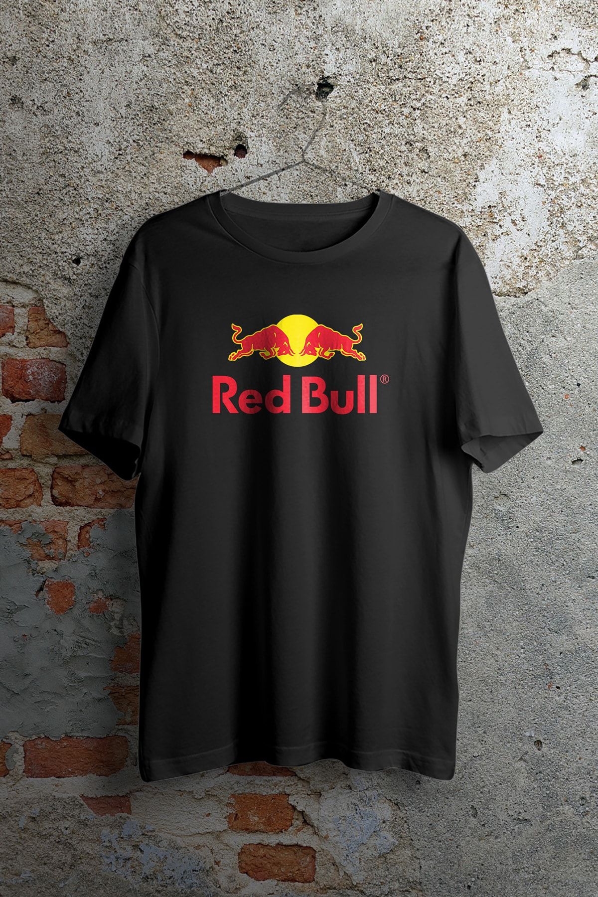 WePOD Redbull Logo Baskılı Siyah Kısa Kollu Unisex Tişört