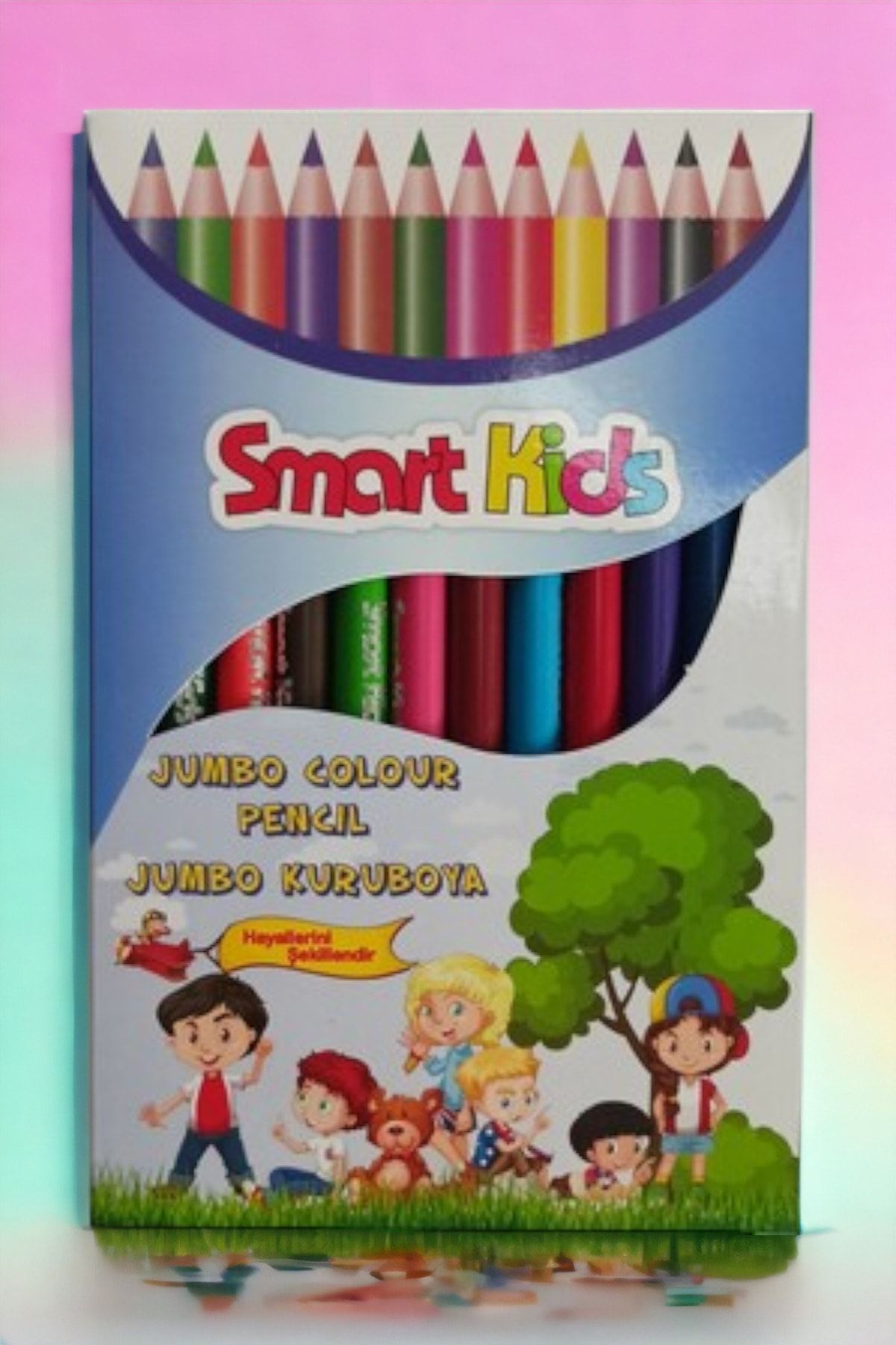 SEYFİKİRTASİYE Smart Kids Jumbo Kuru Boya 12 Renk Boya Kalemi