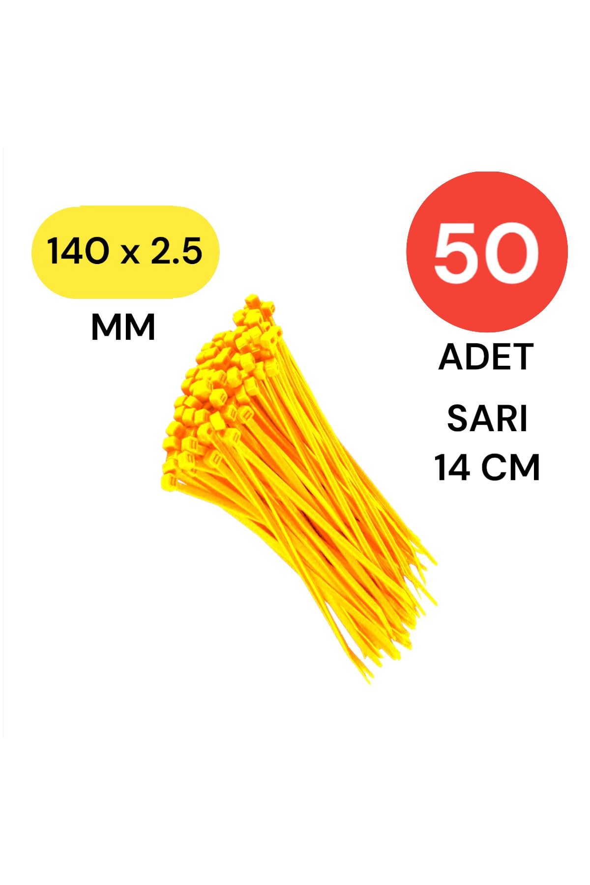 Tek-İş Plastik Kablo Bağı Klipsi Cırt Kelepçe 140 mm X 2.5 mm Sarı 50 Adet