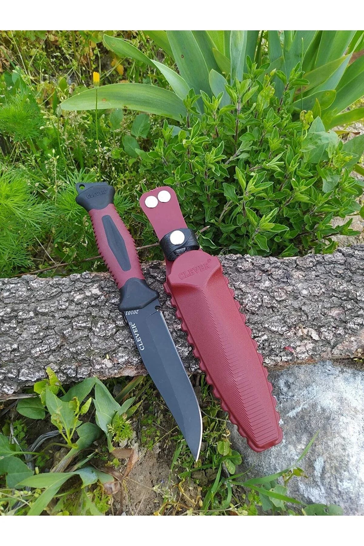 İNDİRİM CENTER Clever Kırmızı Paslanmaz Çelik Avcı Bıçağı Outdoor Kamp Bıçağı Süper Kalite