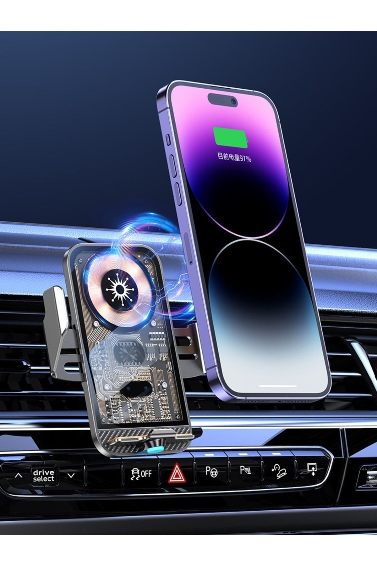 Letang Wireless +magesafe Sensörlü Açılır Kanatlar 15 Watt Titanyum Grey Cep Telefonu Tutucu