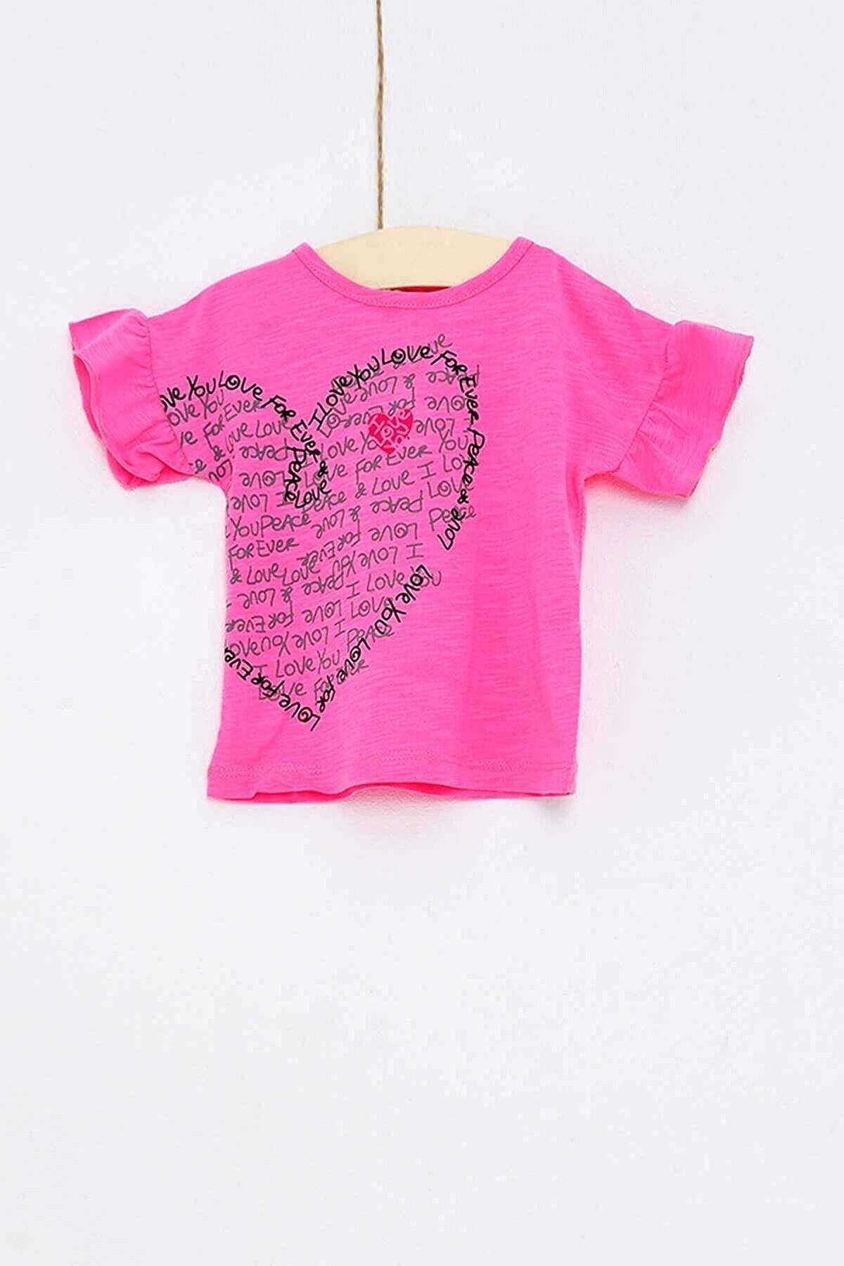 Pattaya Kids Kız Bebek Kalp Baskılı Tişört 6-36 Ay Ck-ck9545
