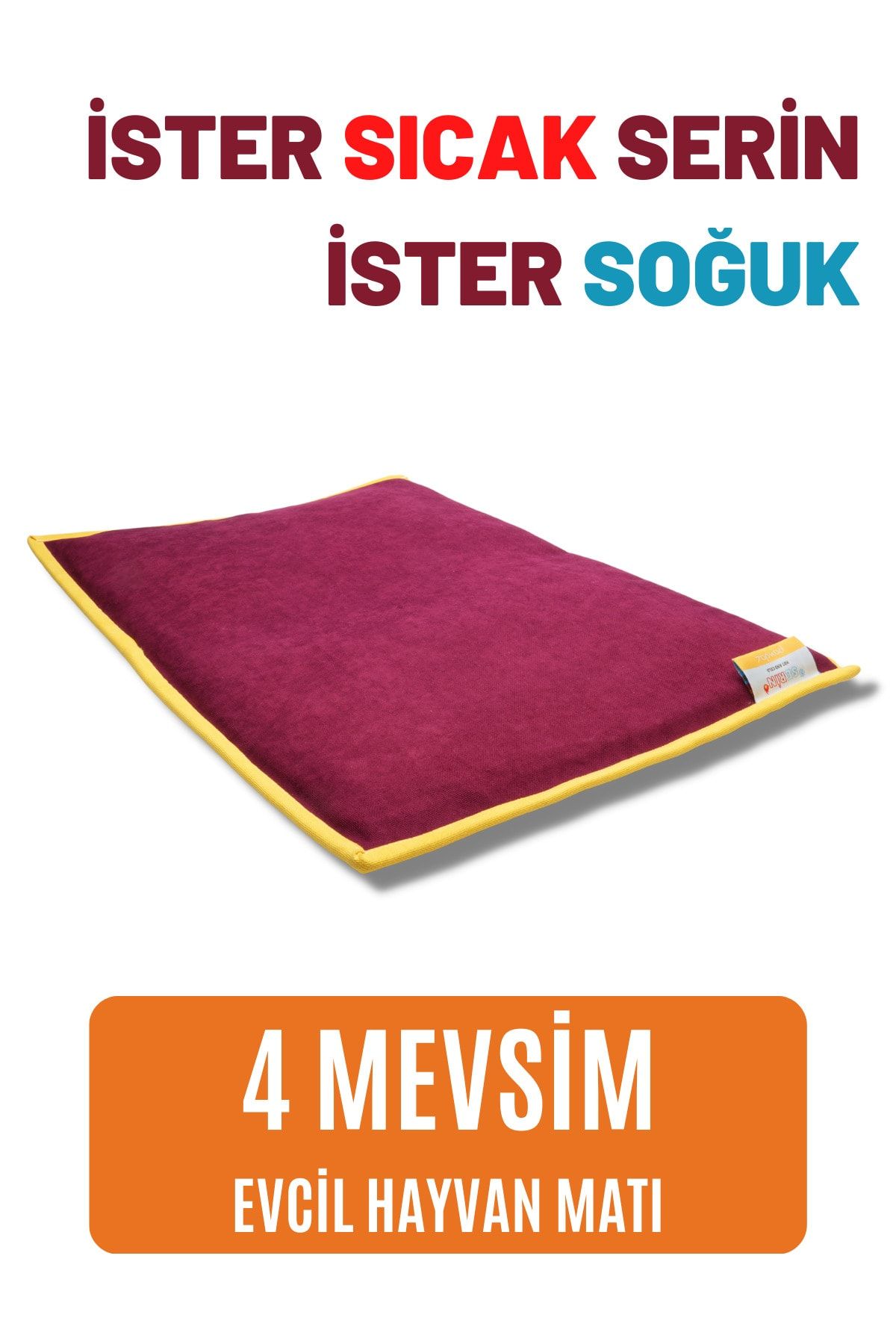 pawdaz Serin (60X40CM) - 4 Mevsim Kedi/ Köpek Matı, Sıcak Veya Soğuk Kullanılabilen Minder Yatak