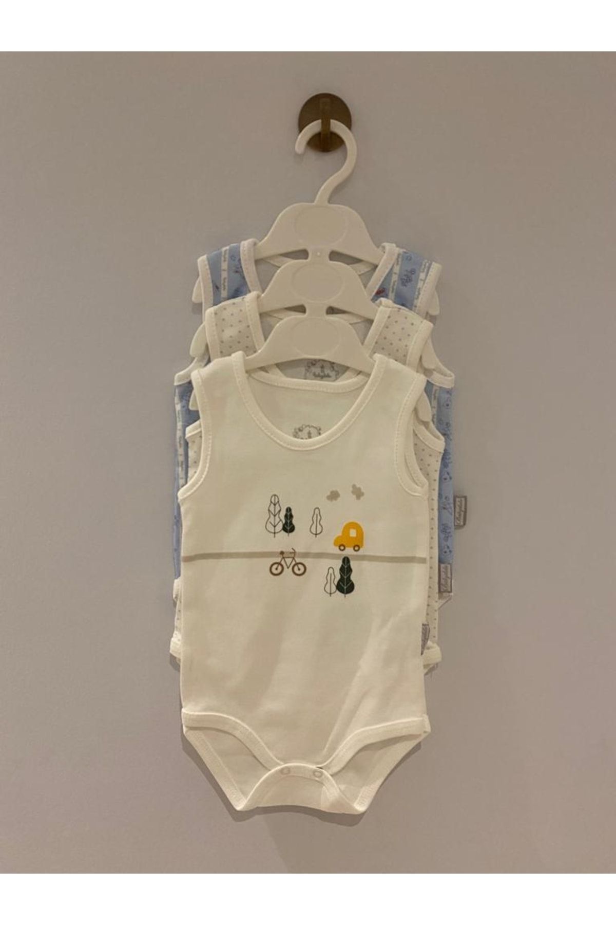 Babydola Erkek Bebek Kalın Askılı 3’lü Anti-alerjik Body Set