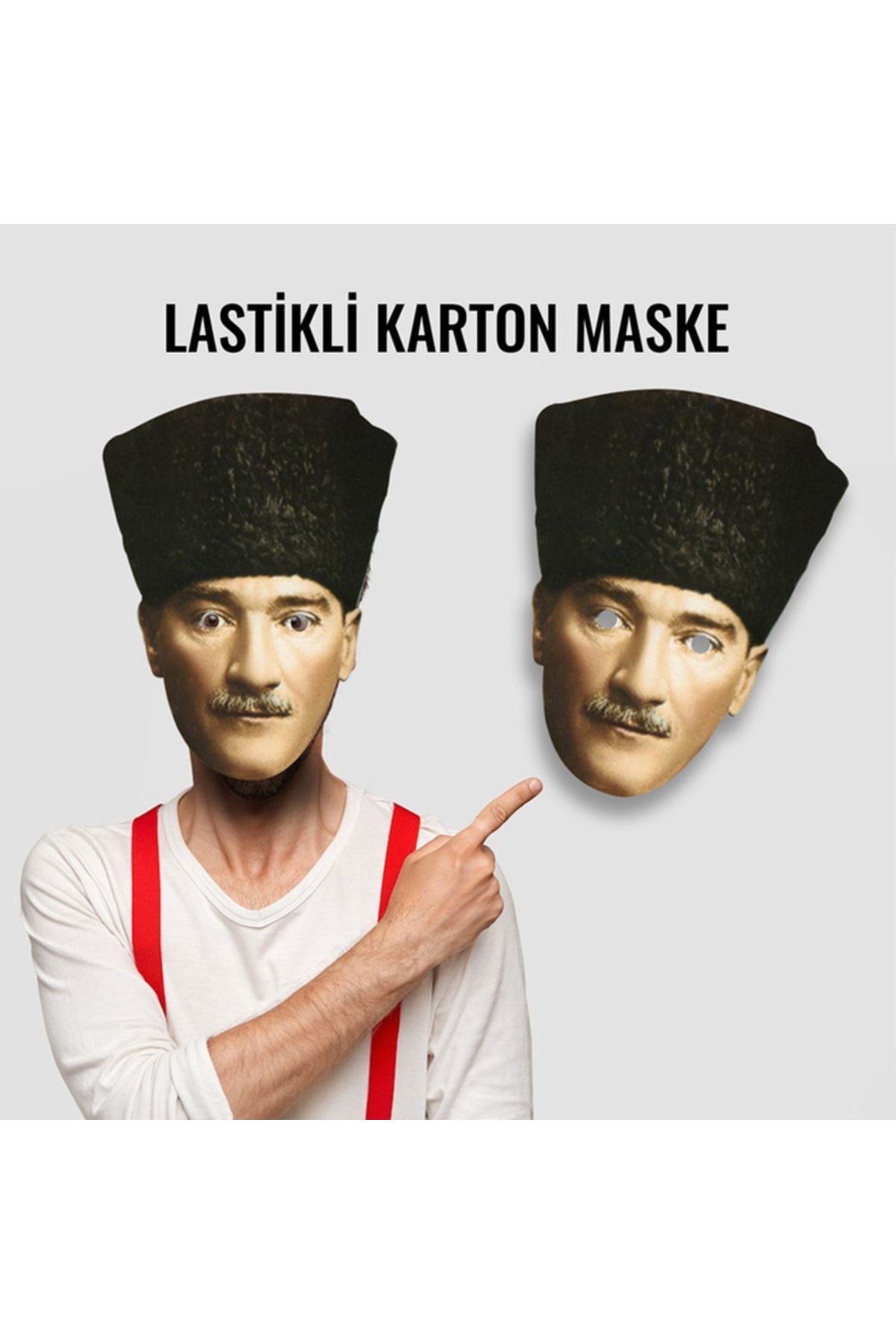 heryerehediye Atatürk Karton Yüz Maskesi Kullanıma Hazır Lastikli (10 ADET)