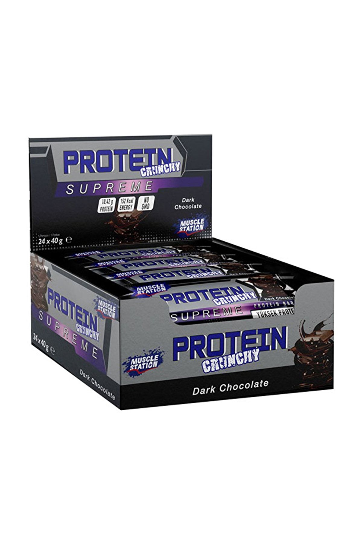 Muscle Station Supreme Crunchy Protein Bar 40 gr 24 Adet Bitter Çikolata