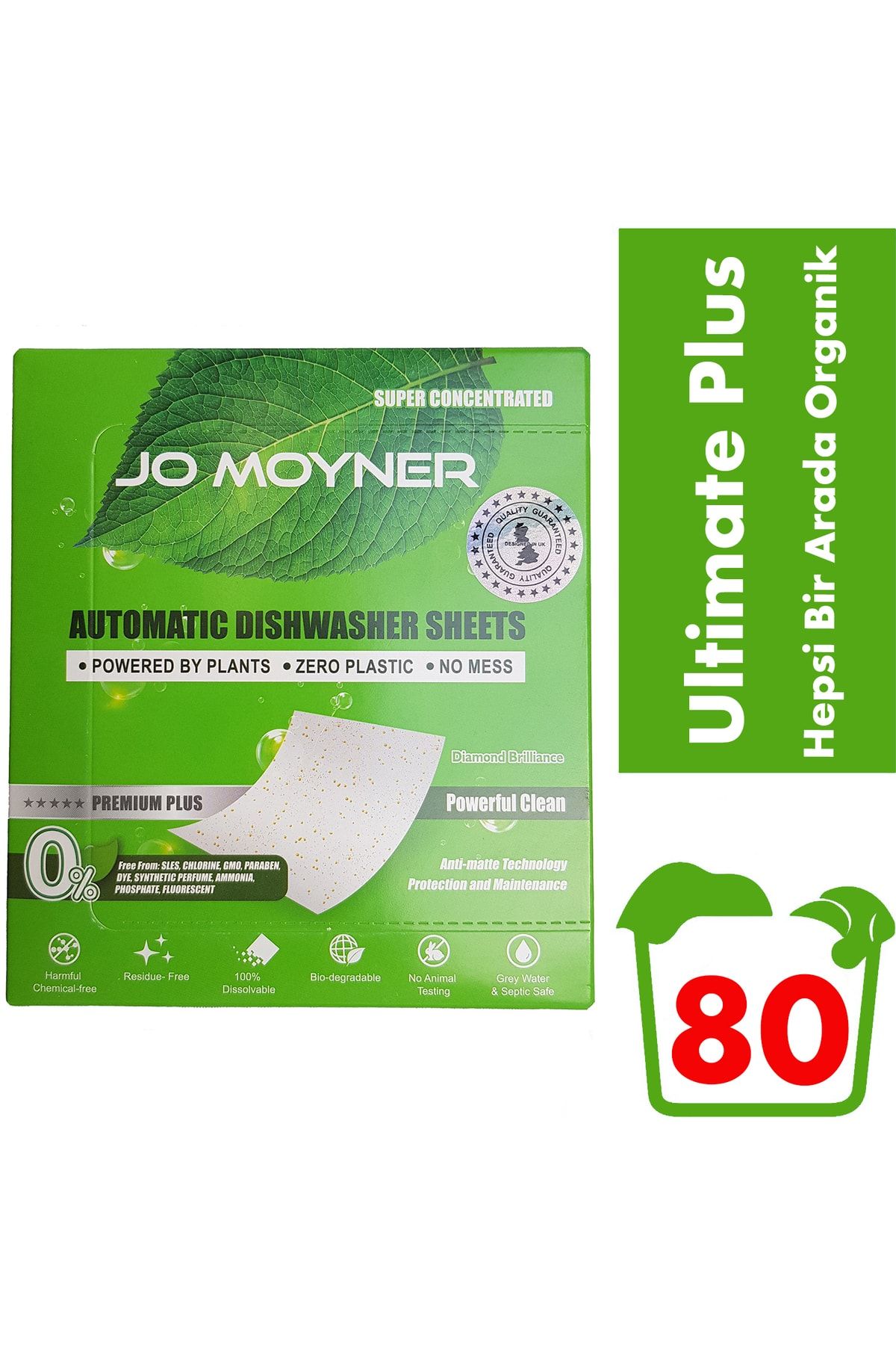 Jo Moyner Ultimate Plus Bulaşık Makinesi Deterjanı Doğal Organik Yaprak Deterjan 80 Kullanım