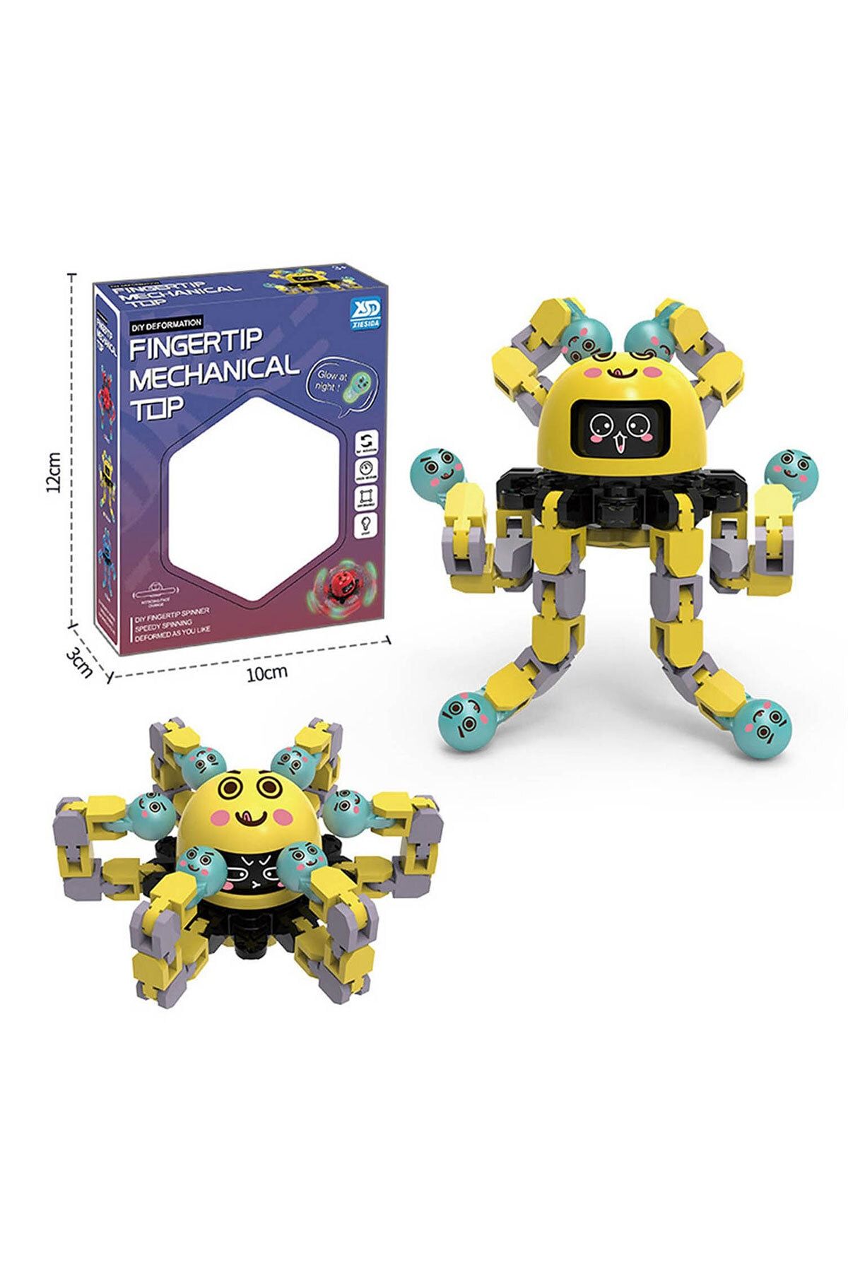 Toyaş Sarı Fidget Spinners Dönüştürülebilir Zincir Robot Oyuncak Stres Çarkı 1 Adet