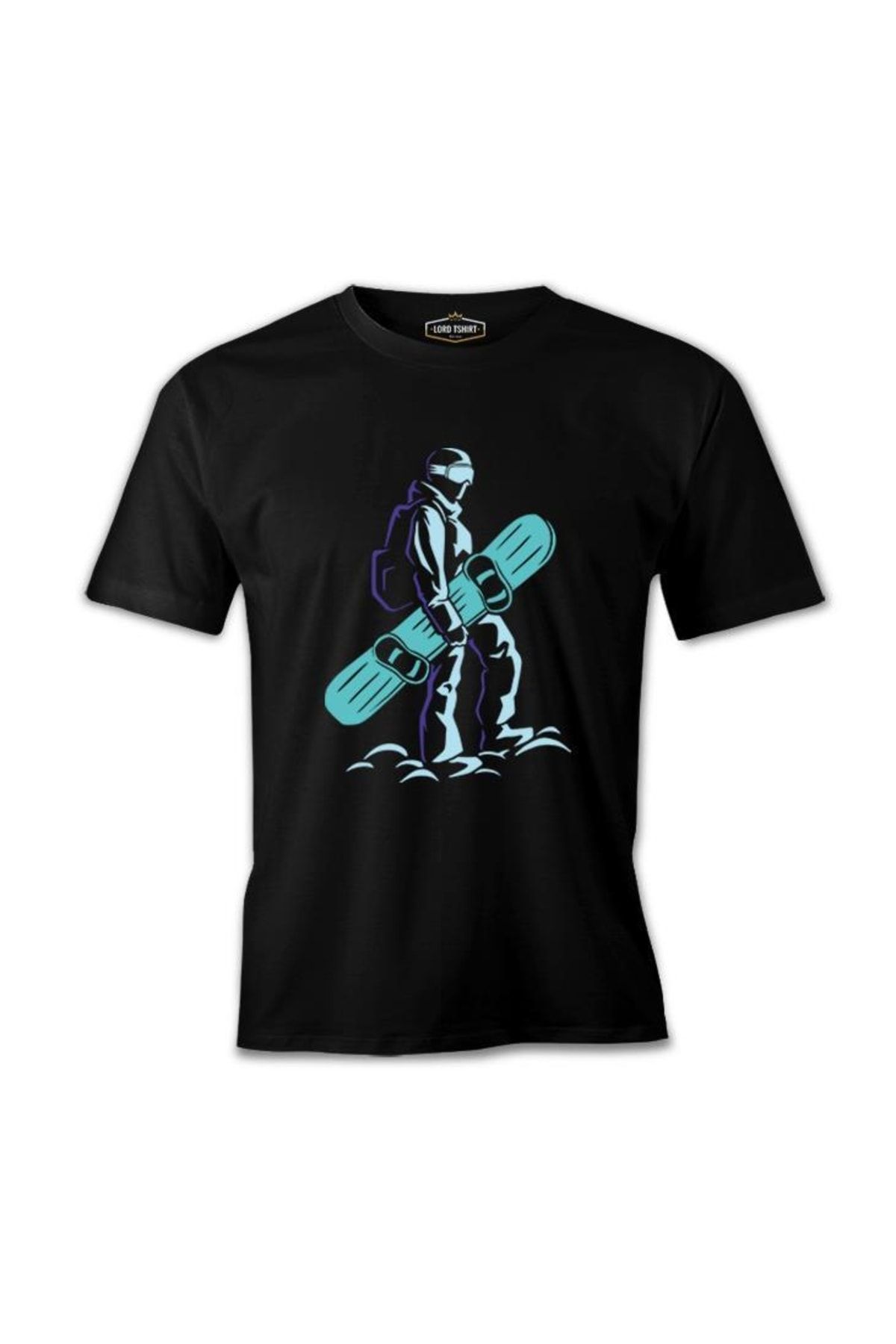 Lord T-Shirt Man Holding Snowboard Siyah Erkek Tshirt