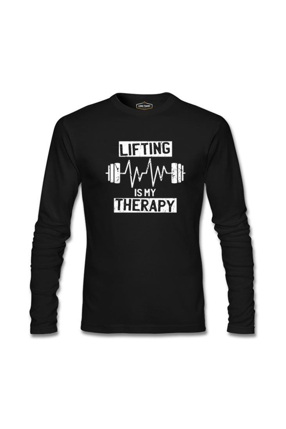 Lord T-Shirt Bodybuilding Lifting Theraphy Siyah Erkek Sweatshirt