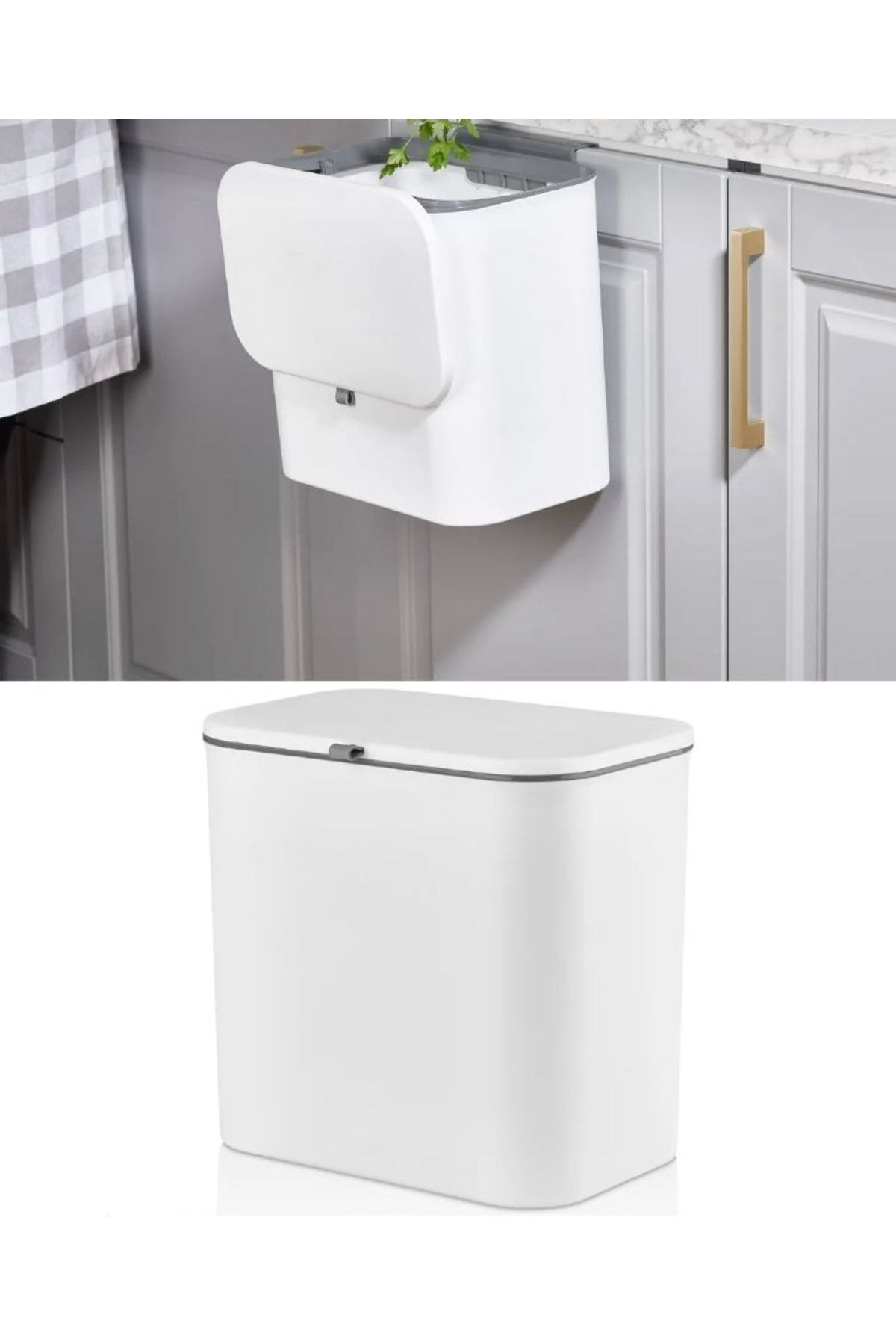 TRUSTMODA 15 Litre Fonksiyonel Banyo Mutfak & Ofis Çöp Kovası - Askı Aparatlı-duvara Asılabilir-ergonomik Kapk