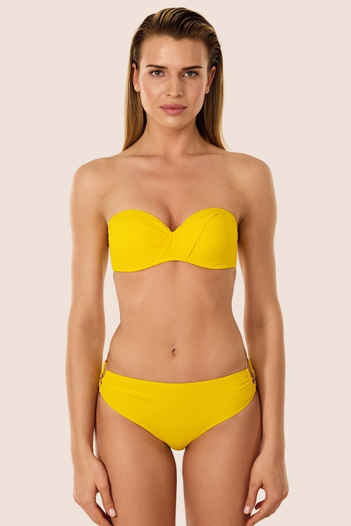 AYYILDIZ 3404 Sarı Straplez Bikini Takımı