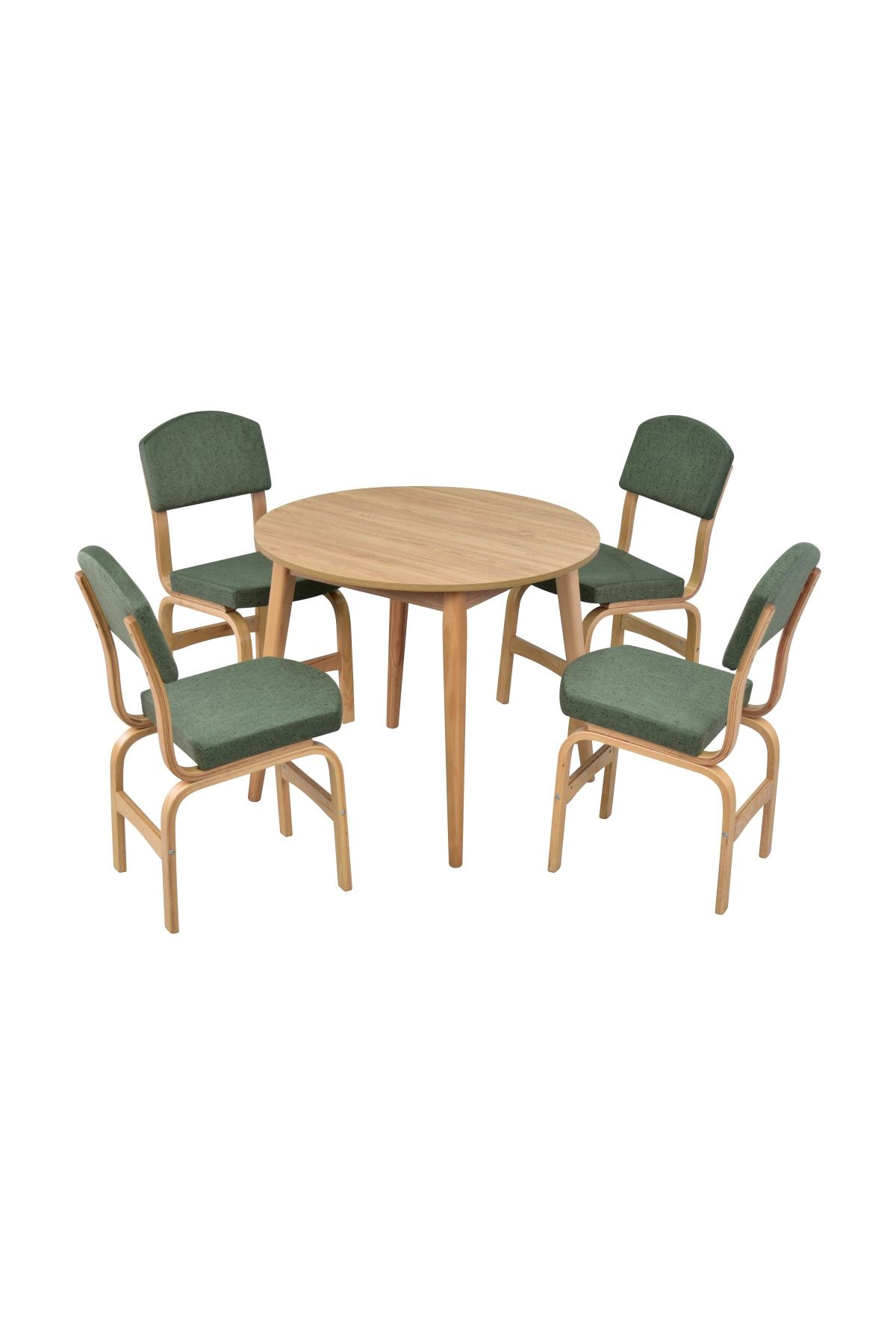 VİLİNZE Ege Sandalye Avanos Mdf Yuvarlak Ahşap Mutfak Masası Takımı - 90x90 Cm