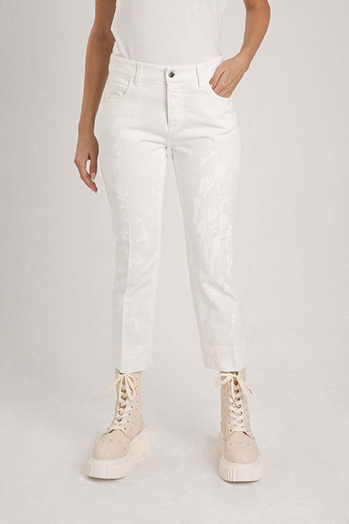 Emporio Armani Kadın Regular Fit Normal Bel Beyaz Jeans 3h2j45 2n4rz-101