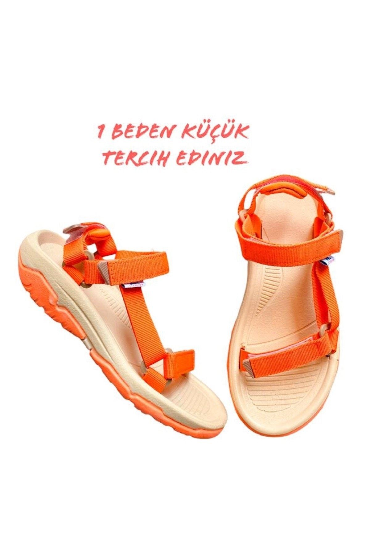 ALTUNTAŞ Fx Kaymaz Taban Cırt Cırtlı Çocuk Spor Sandalet Modeli - Krem Oranj ( Geniş Kalıp)