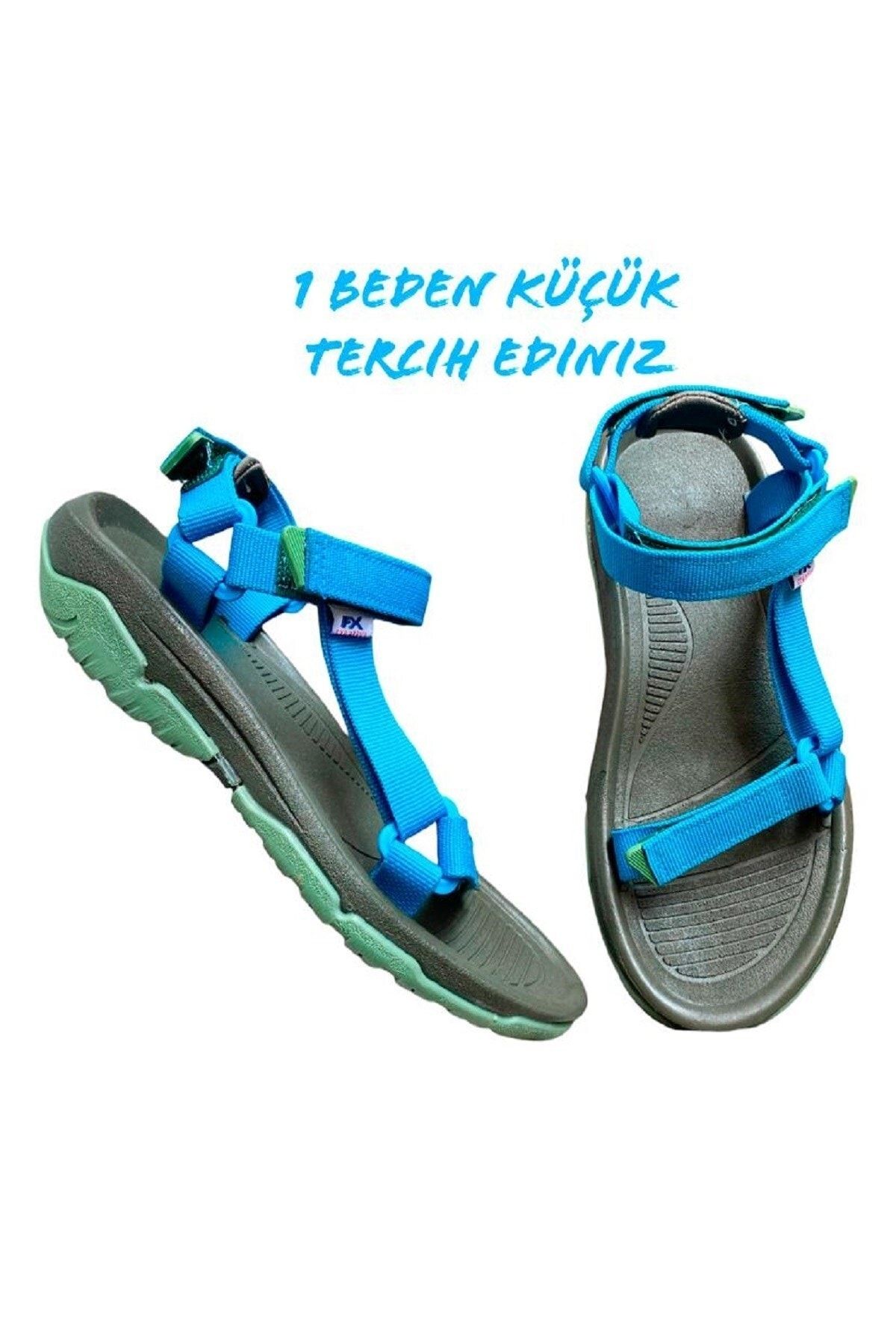 ALTUNTAŞ Fx Kaymaz Taban Cırt Cırtlı Çocuk Spor Sandalet Modeli - Haki Mavi ( Geniş Kalıp )
