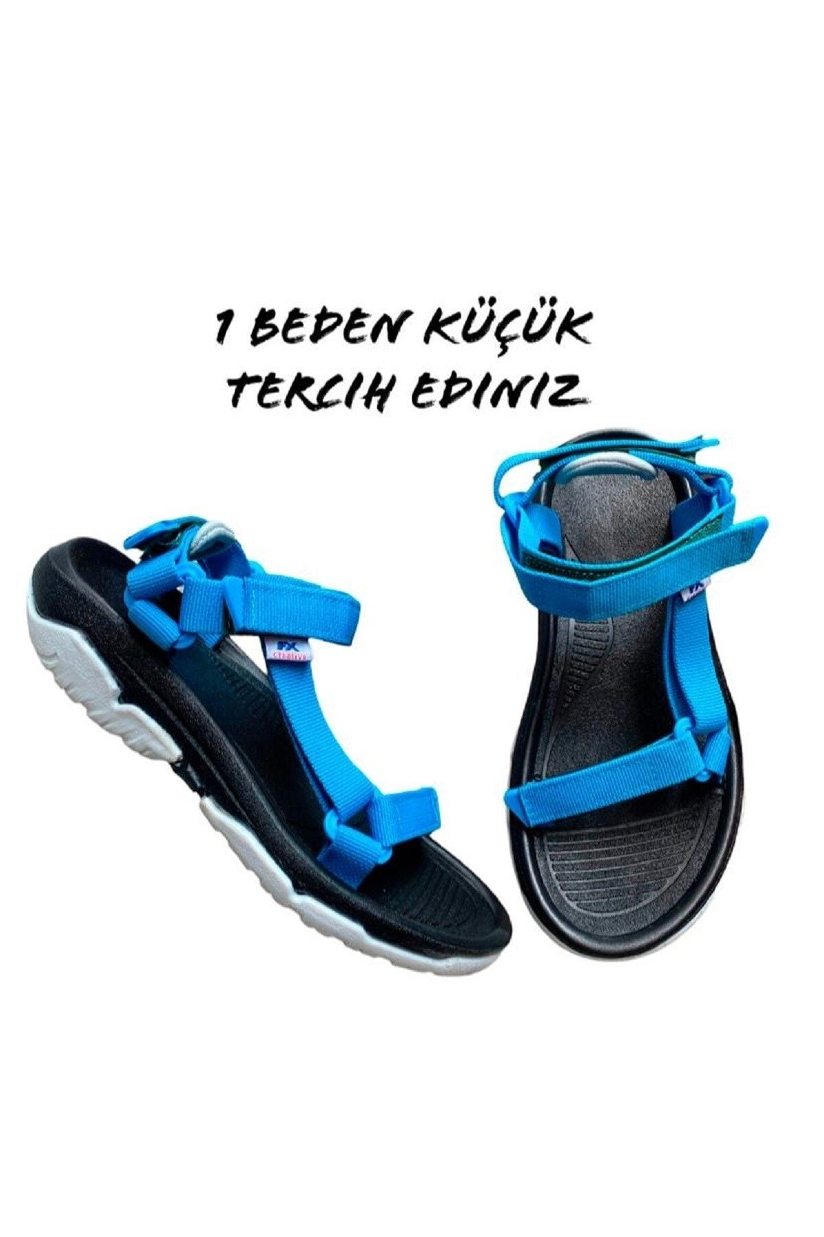 ALTUNTAŞ Fx Kaymaz Taban Cırt Cırtlı Çocuk Spor Sandalet Modeli - Siyah Mavi ( Geniş Kalıp)