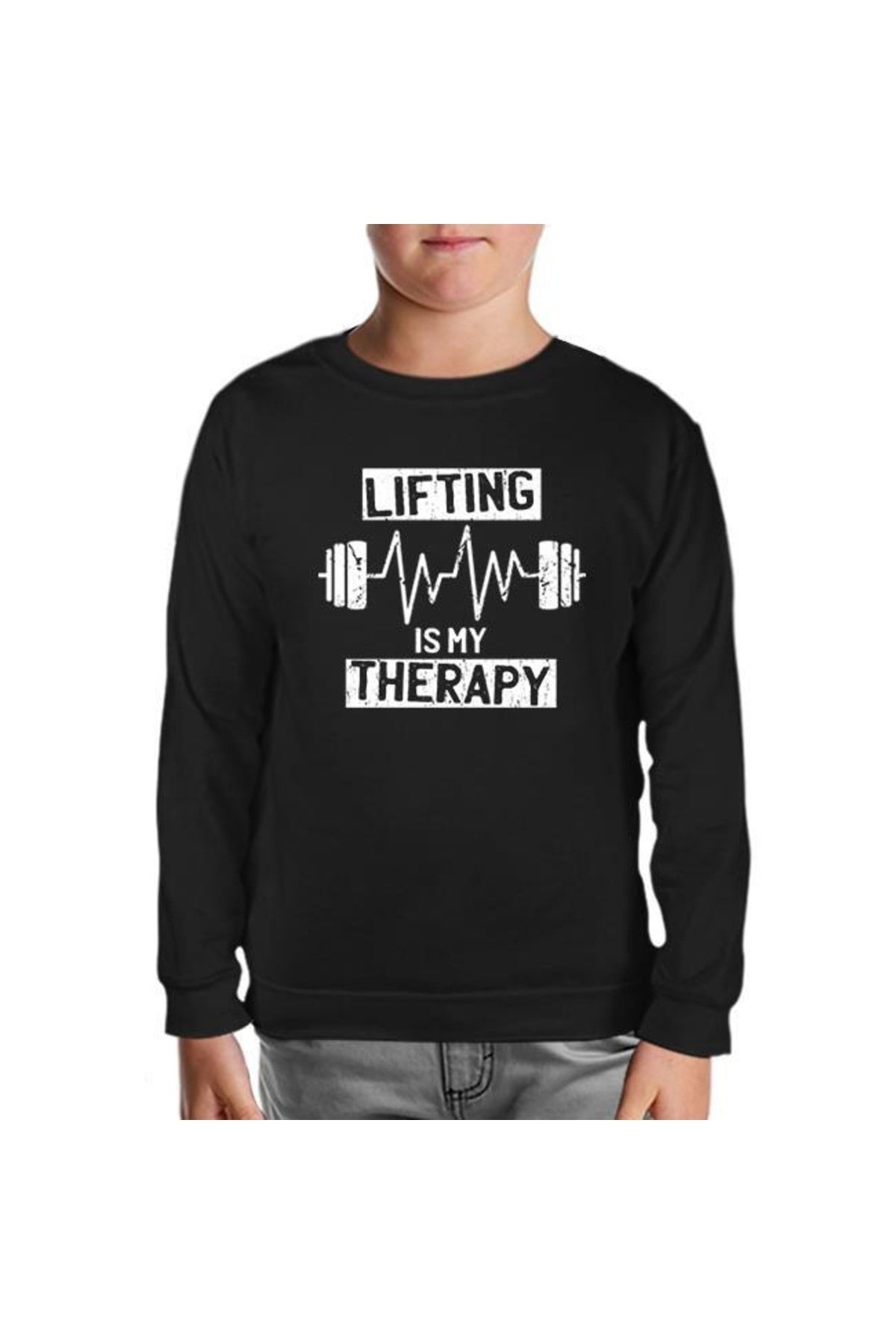 Lord T-Shirt Bodybuilding Lifting Theraphy Siyah Çocuk Sweatshirt