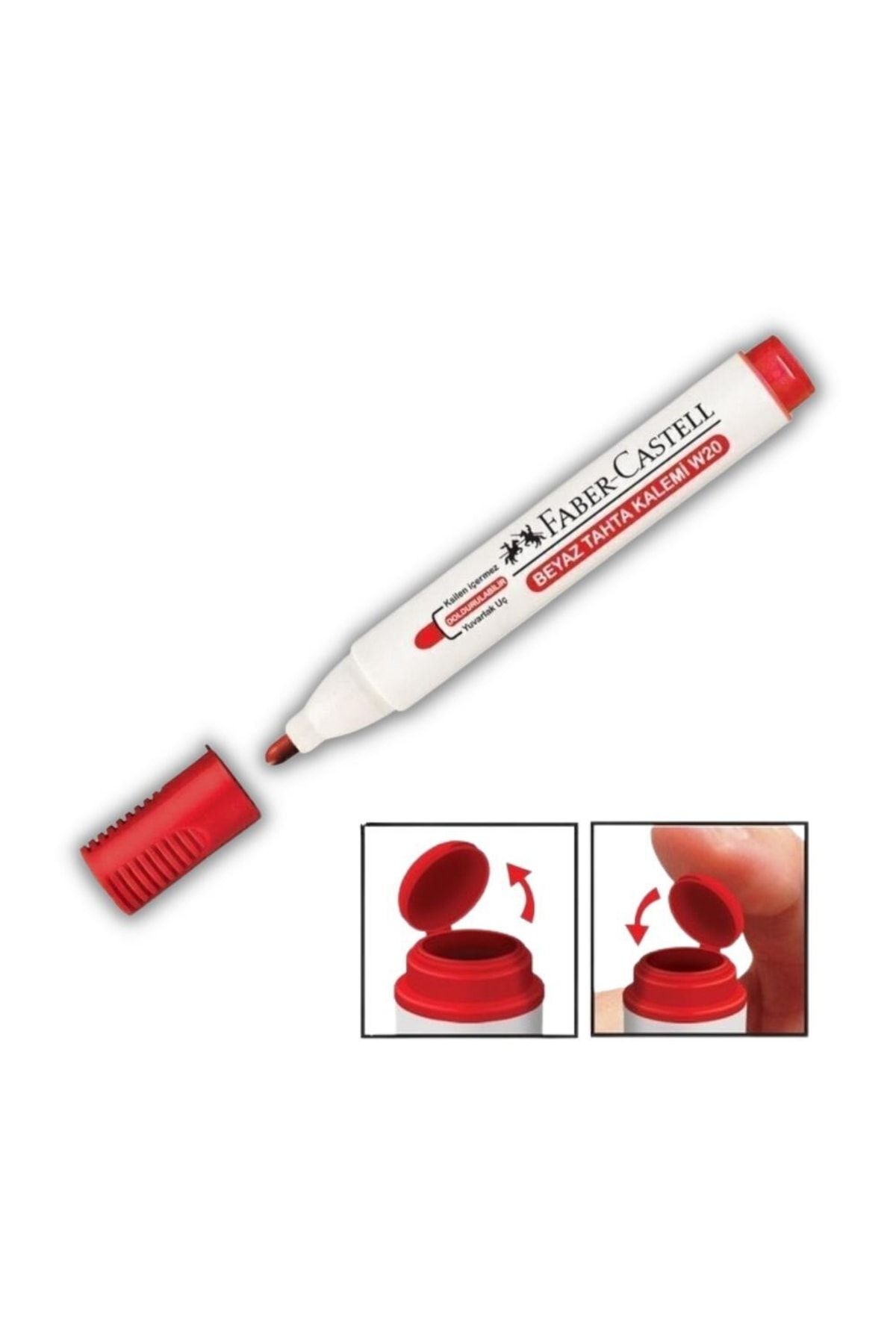 Faber Castell Kırmızı Yazı Tahta Kalemi Doldurulabilir ve Silinebilir W-20 1 Adet Faber Yazı Tahta Kalemi